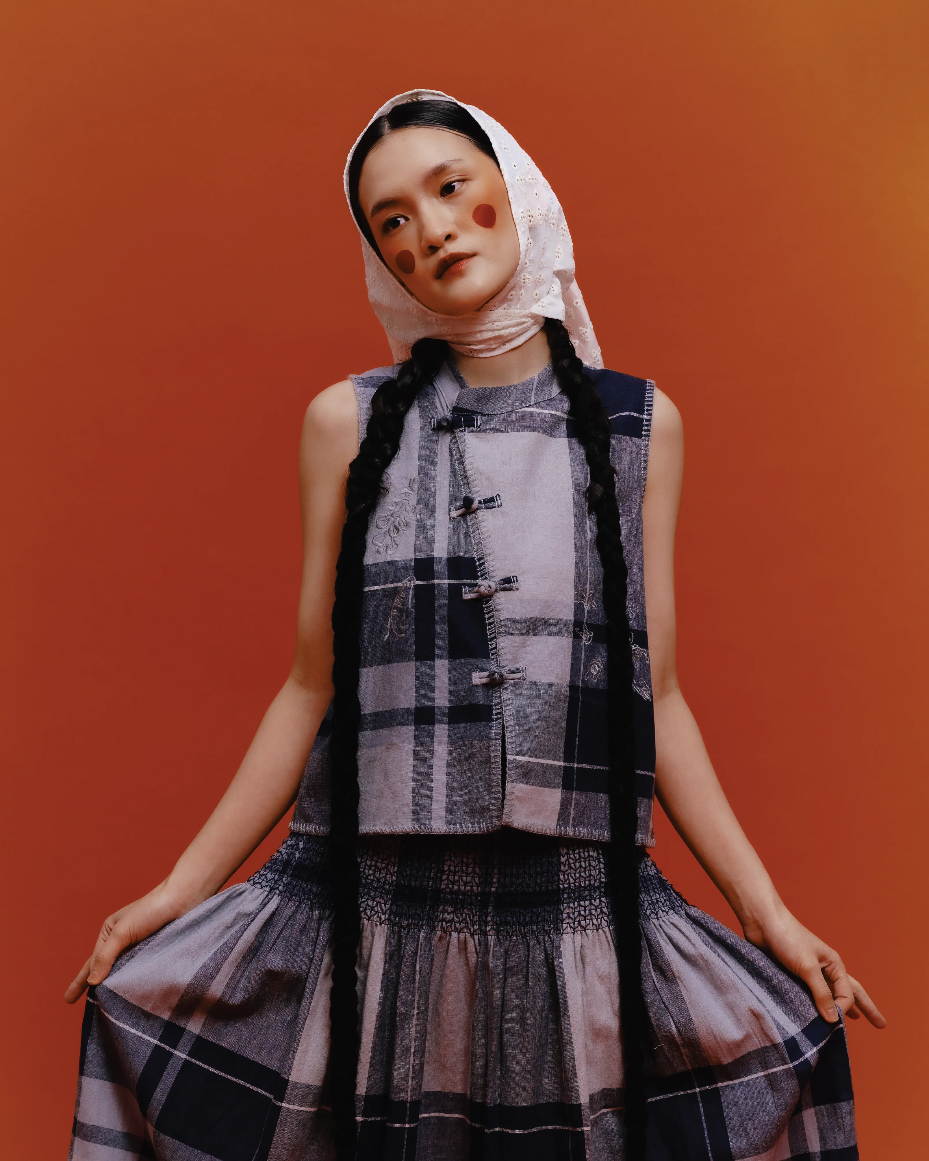 Women: Kait Qipao (Blue Plaid) - Image 11
