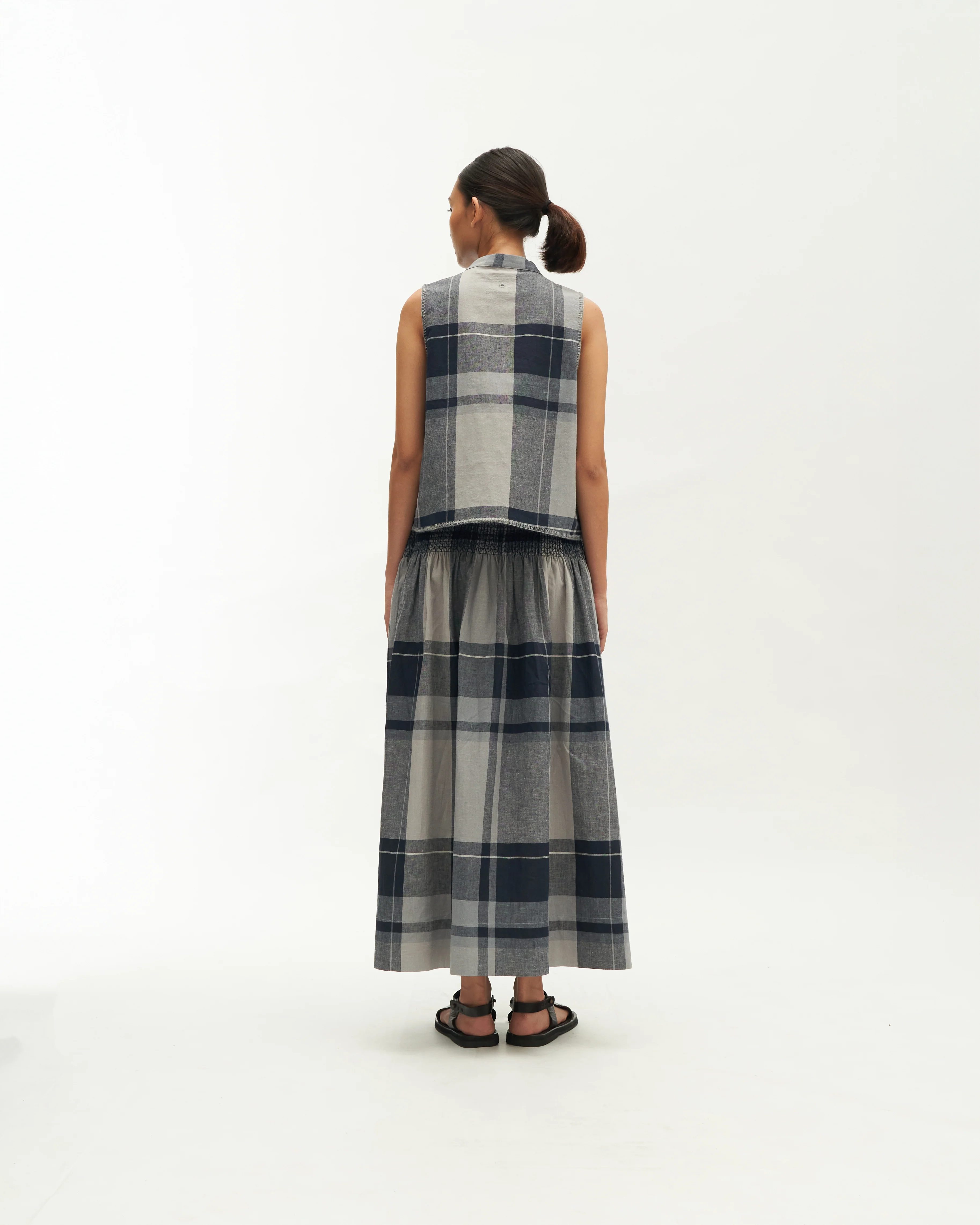 Women: Kait Qipao (Blue Plaid) - Image 5