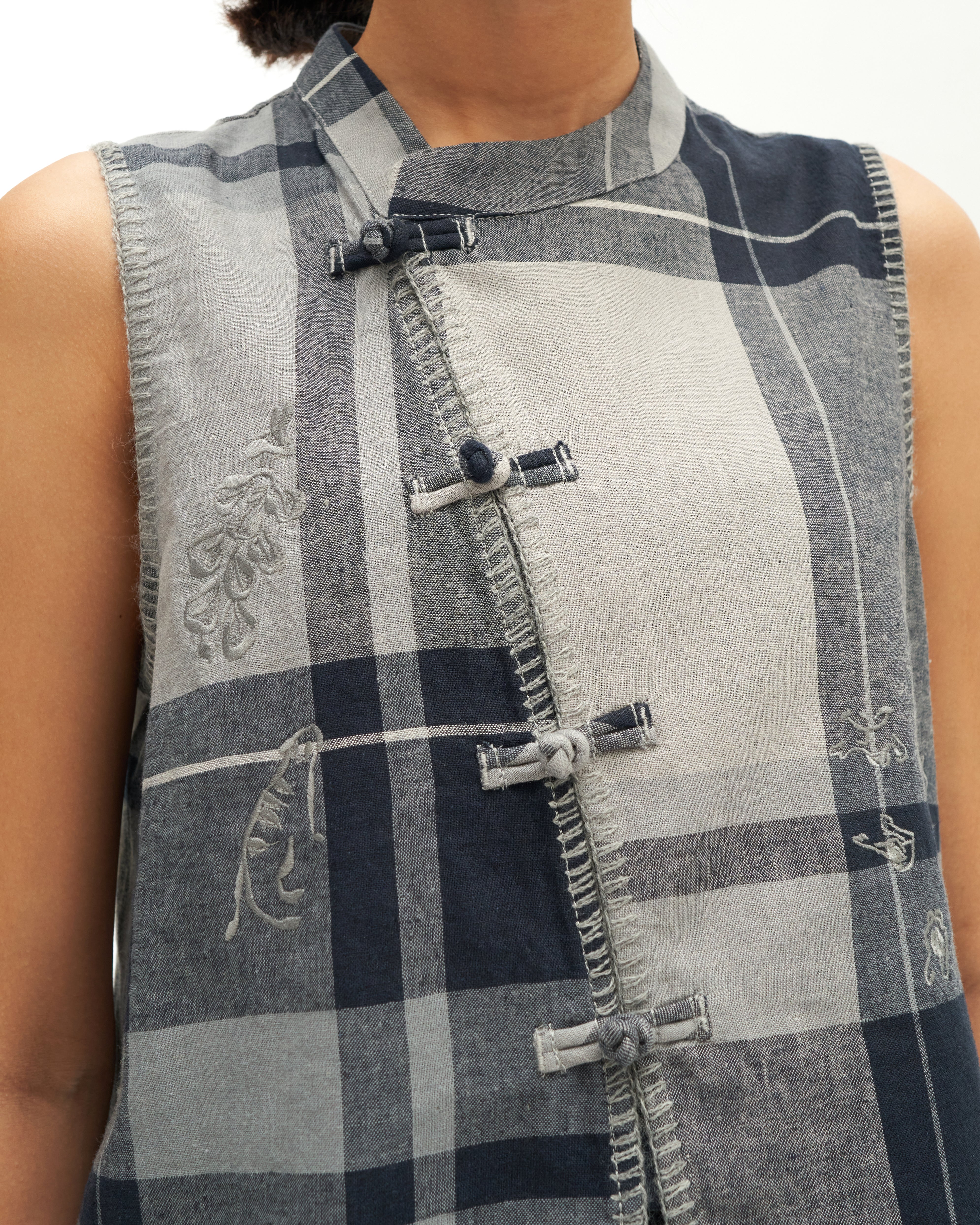 Women: Kait Qipao (Blue Plaid) - Image 6