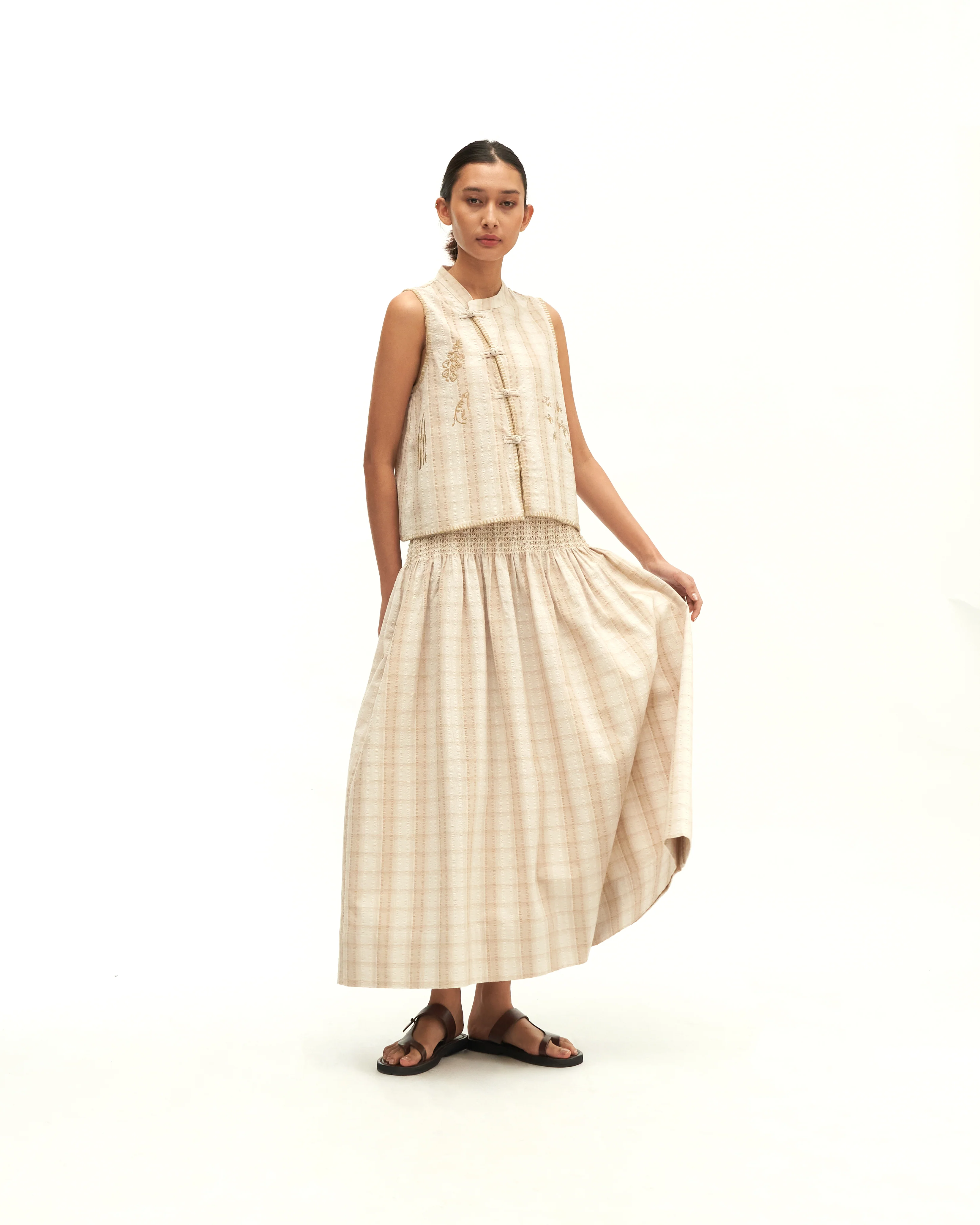 Women: Kait Qipao (Brown Plaid)