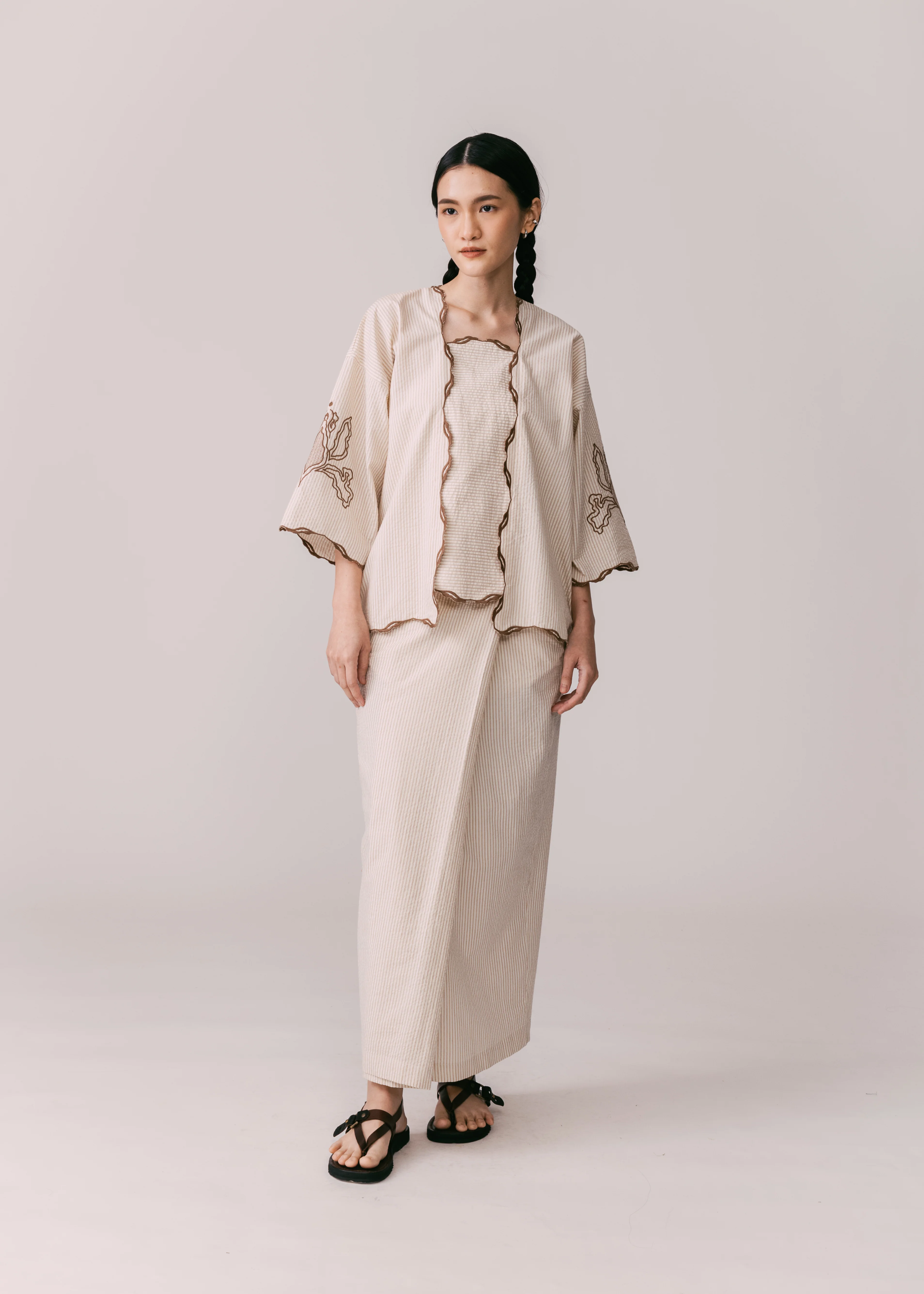 Women: Mekar Wrapped Sarung (Brown Stripe) - Image 3