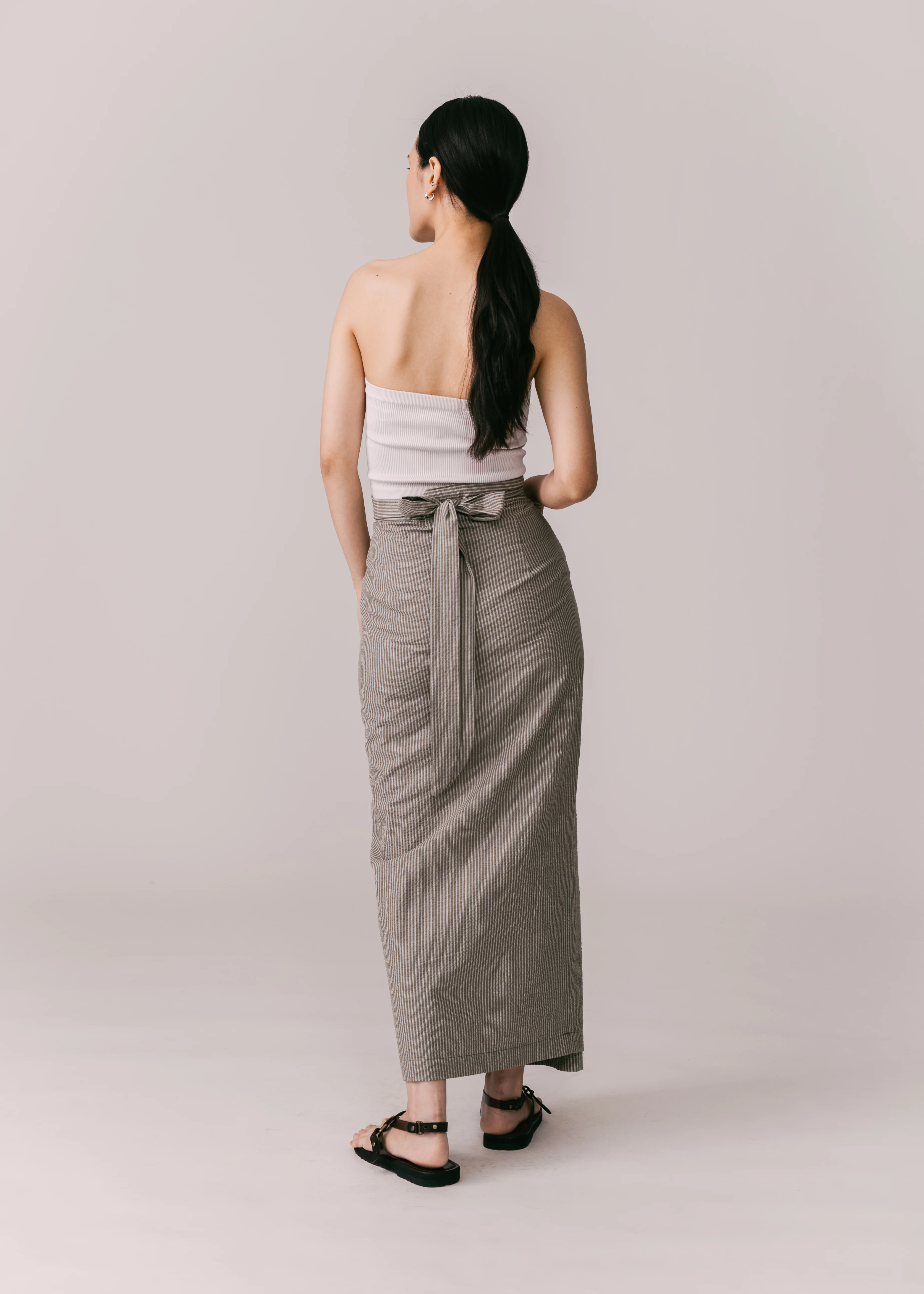 Women: Mekar Wrapped Sarung (Olive Stripe) - Image 3