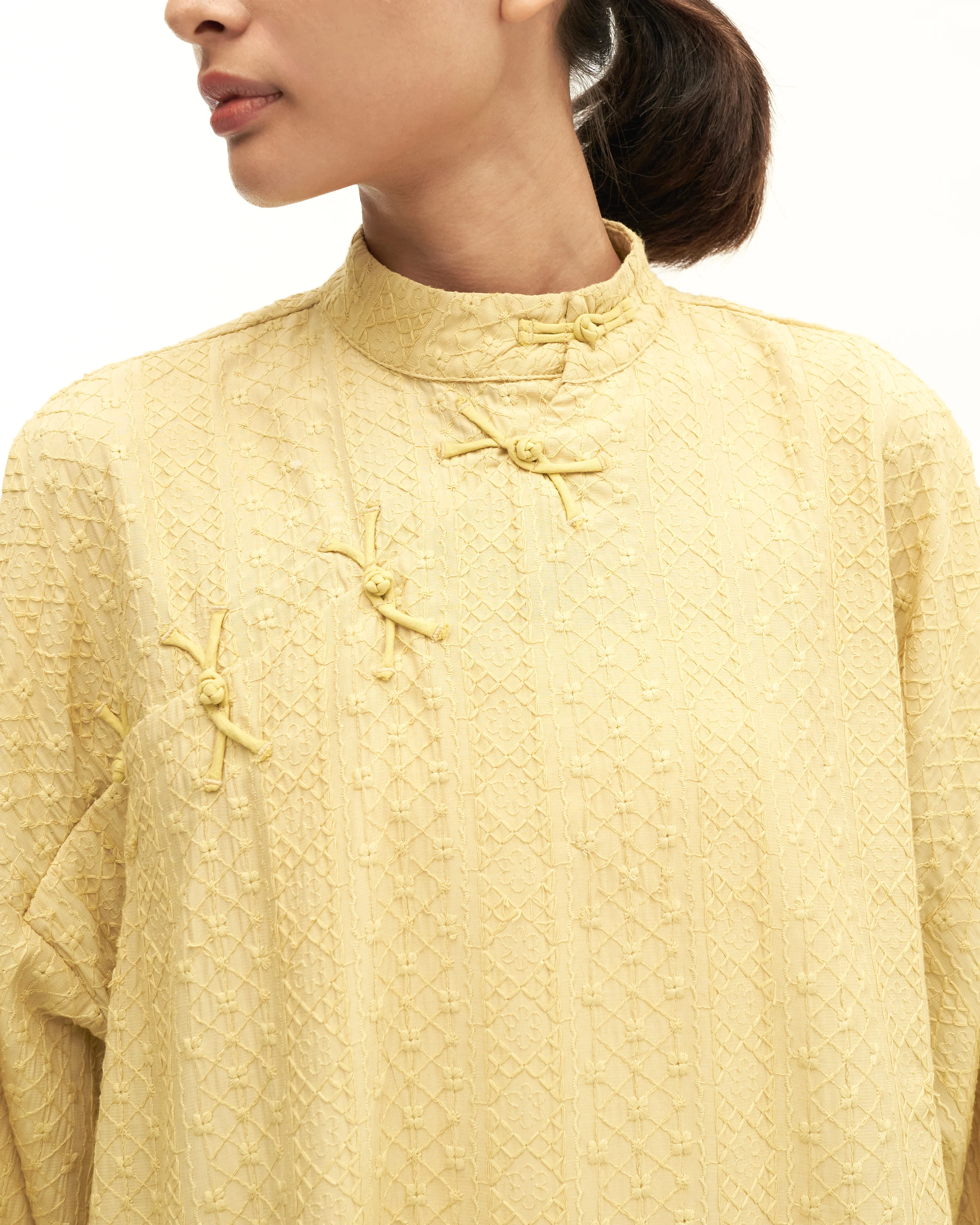 Women: Rasa Loose Kurung Top (Chartreuse) - Image 2