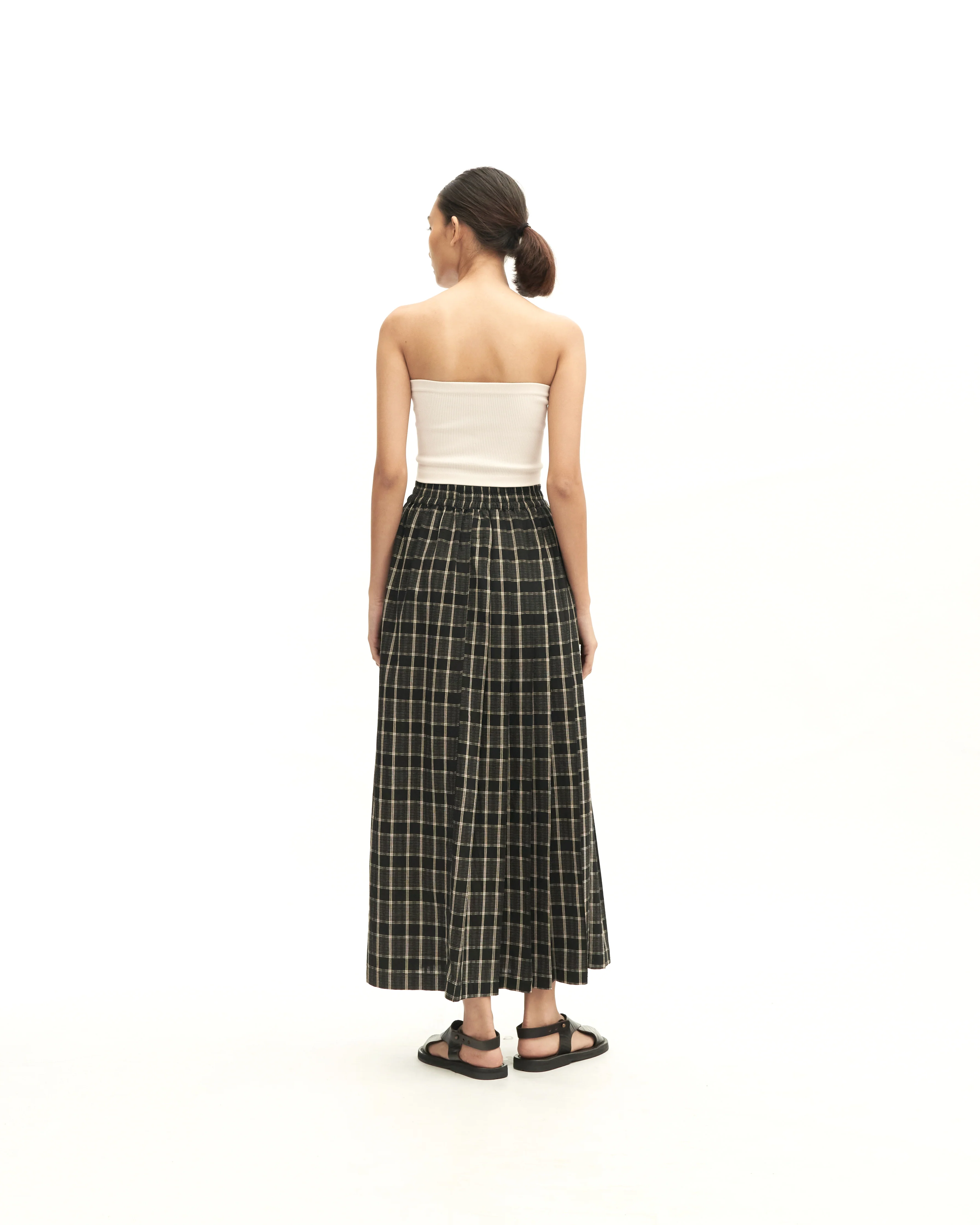 Women: Rasa Pleated Skirt (Black Checks) - Image 4