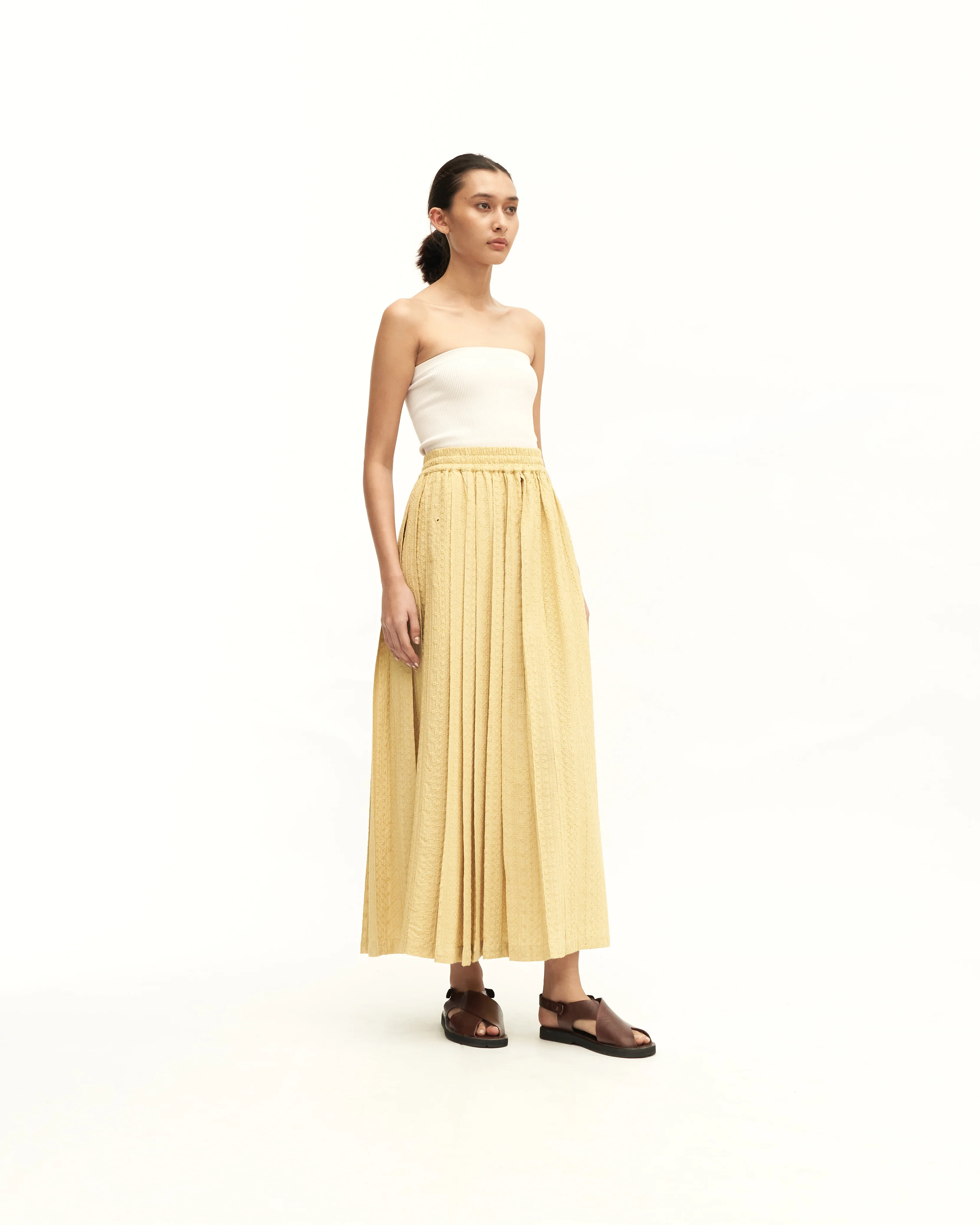 Women: Rasa Pleated Skirt (Chartreuse) - Image 3