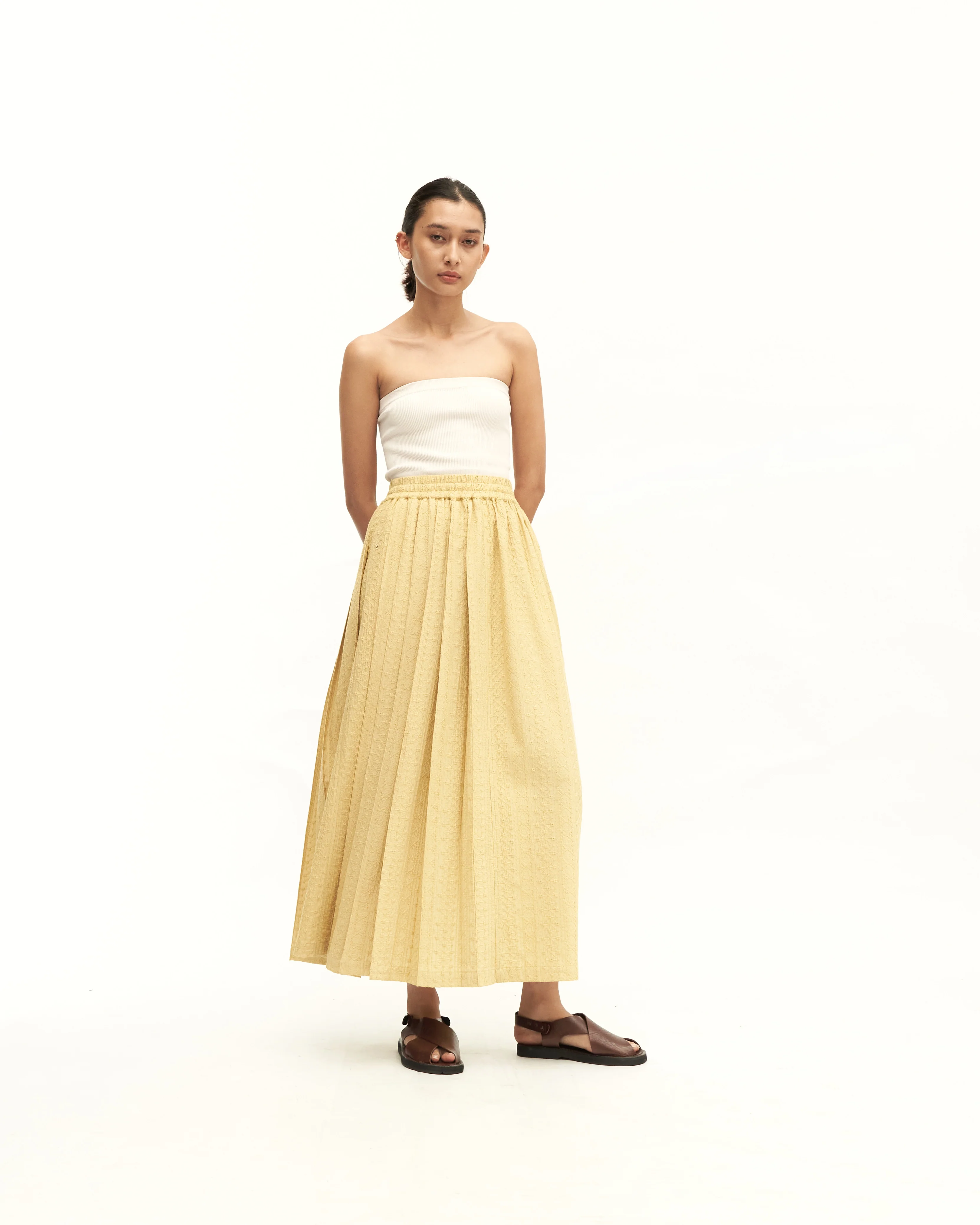 Women: Rasa Pleated Skirt (Chartreuse) - Image 5