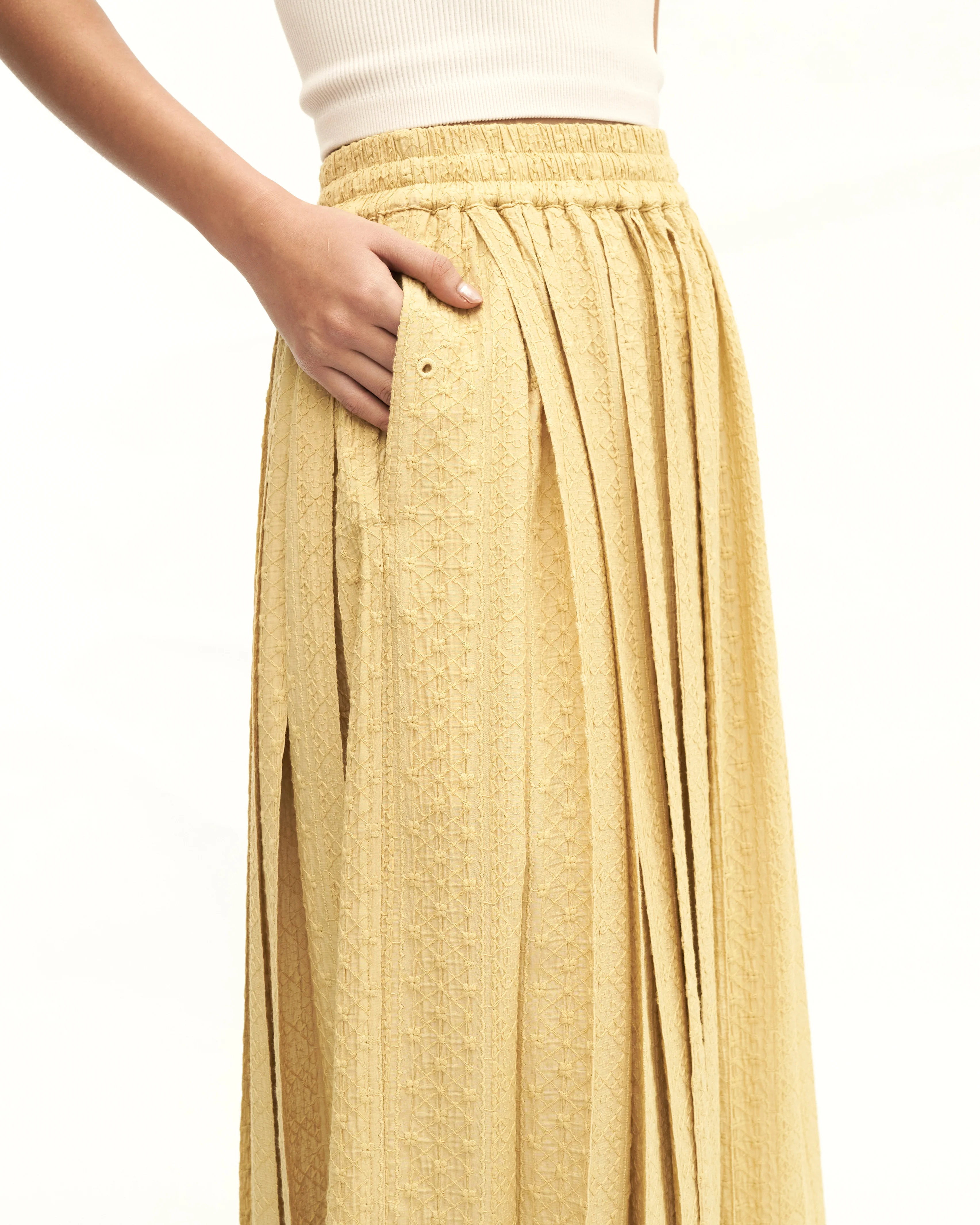 Women: Rasa Pleated Skirt (Chartreuse) - Image 6