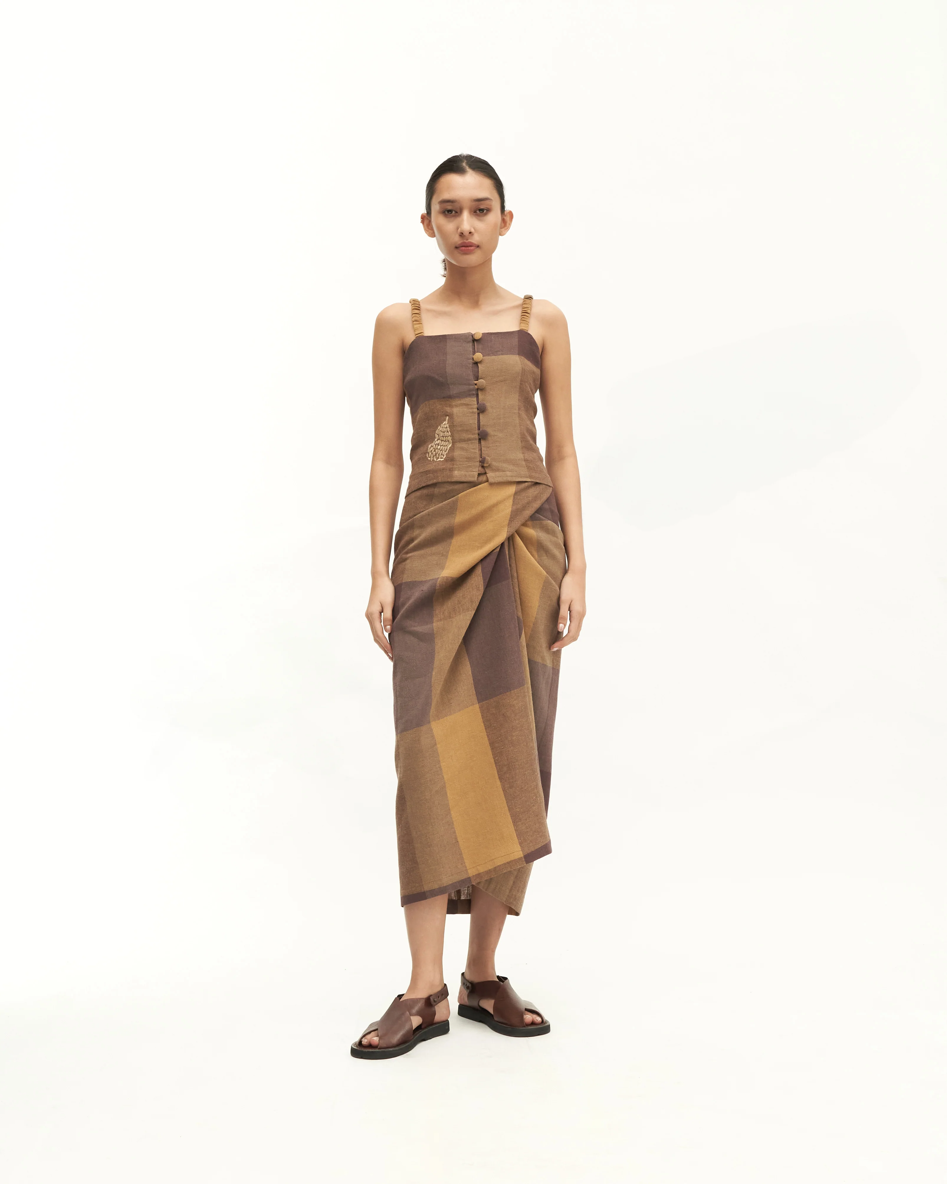 Women: Senja Smocked Top (Plaid Olive) - Image 3