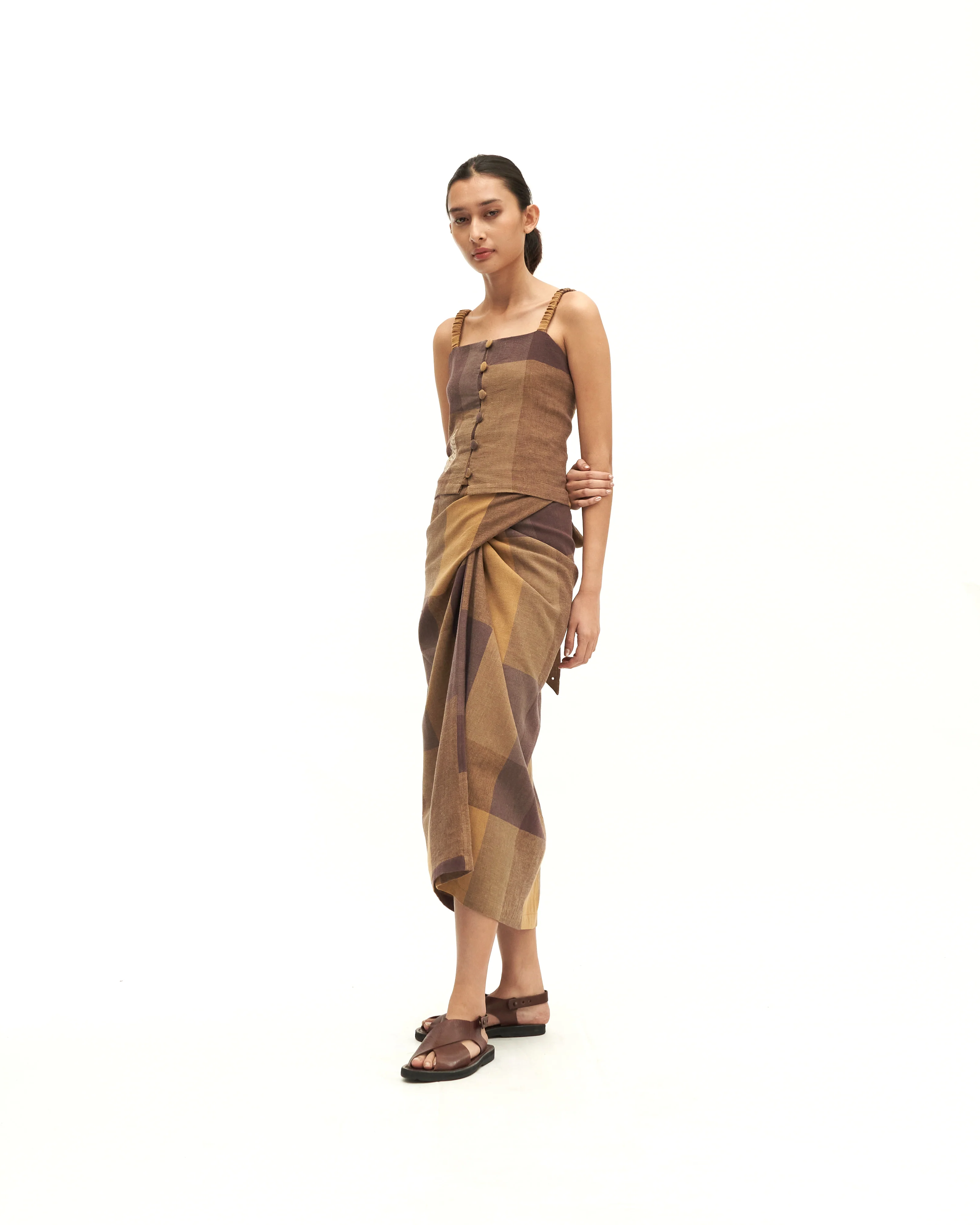 Women: Senja Smocked Top (Plaid Olive) - Image 4