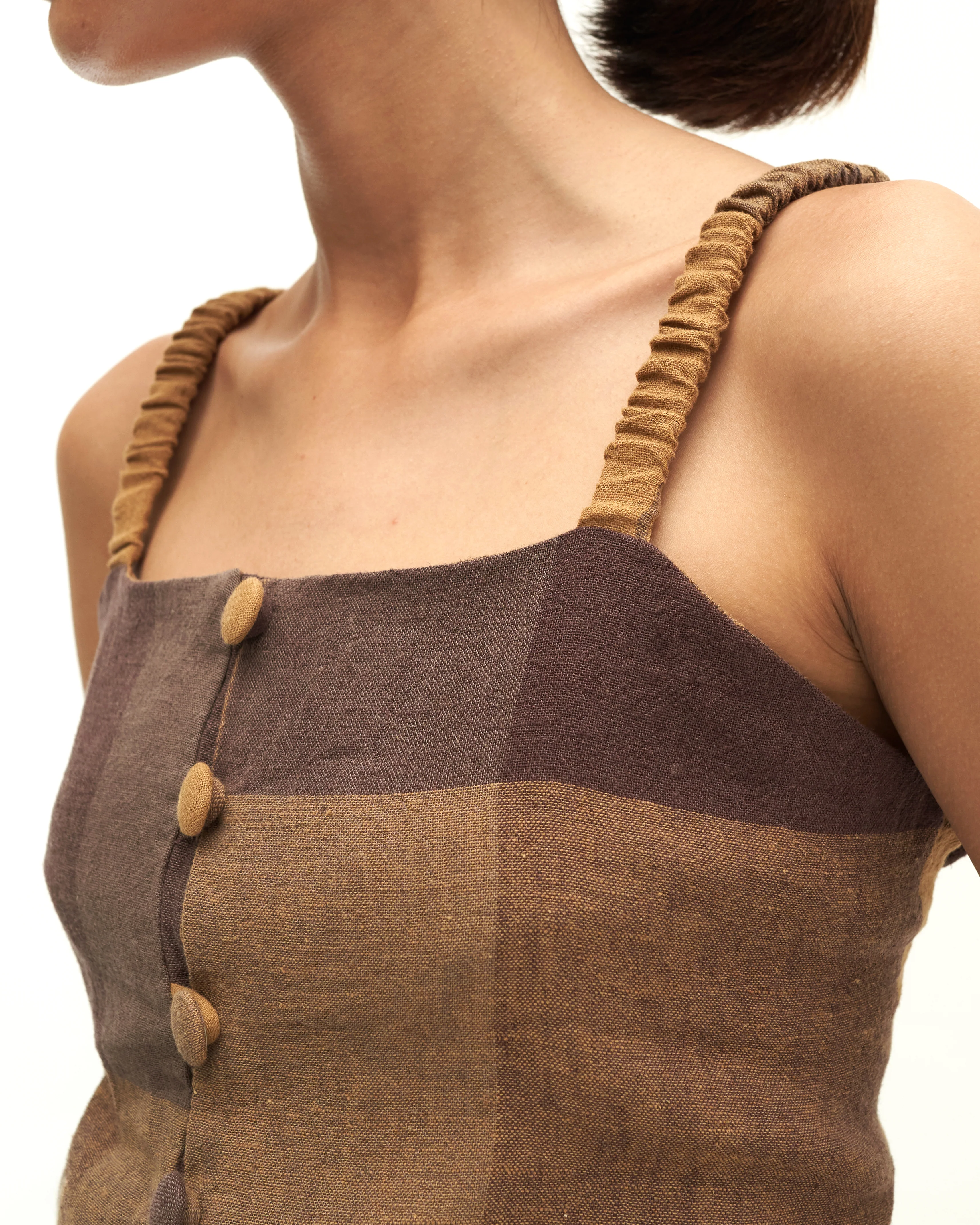Women: Senja Smocked Top (Plaid Olive) - Image 7