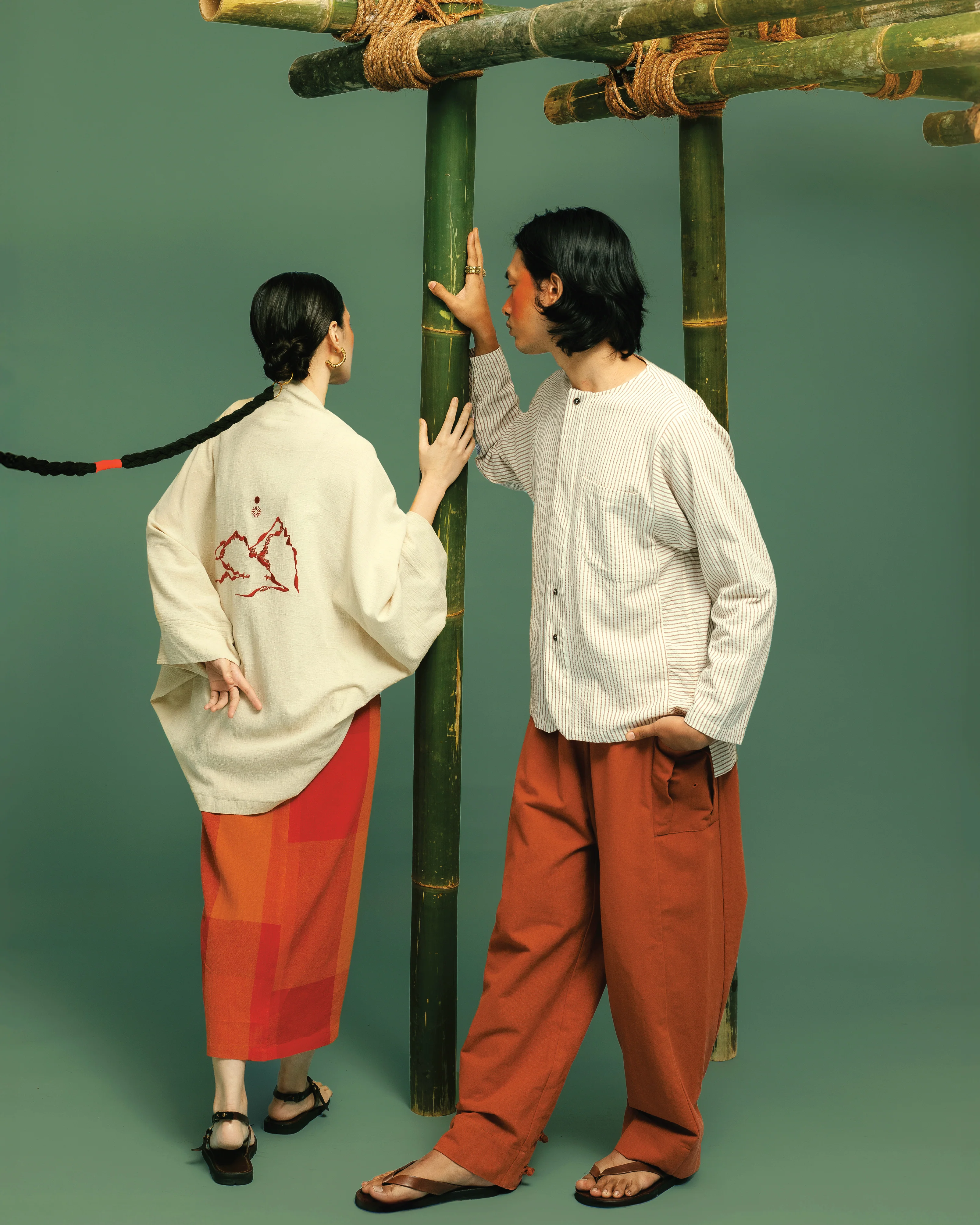 Men: Galah Buttoned Shirt (Brick Stripe) - Image 10