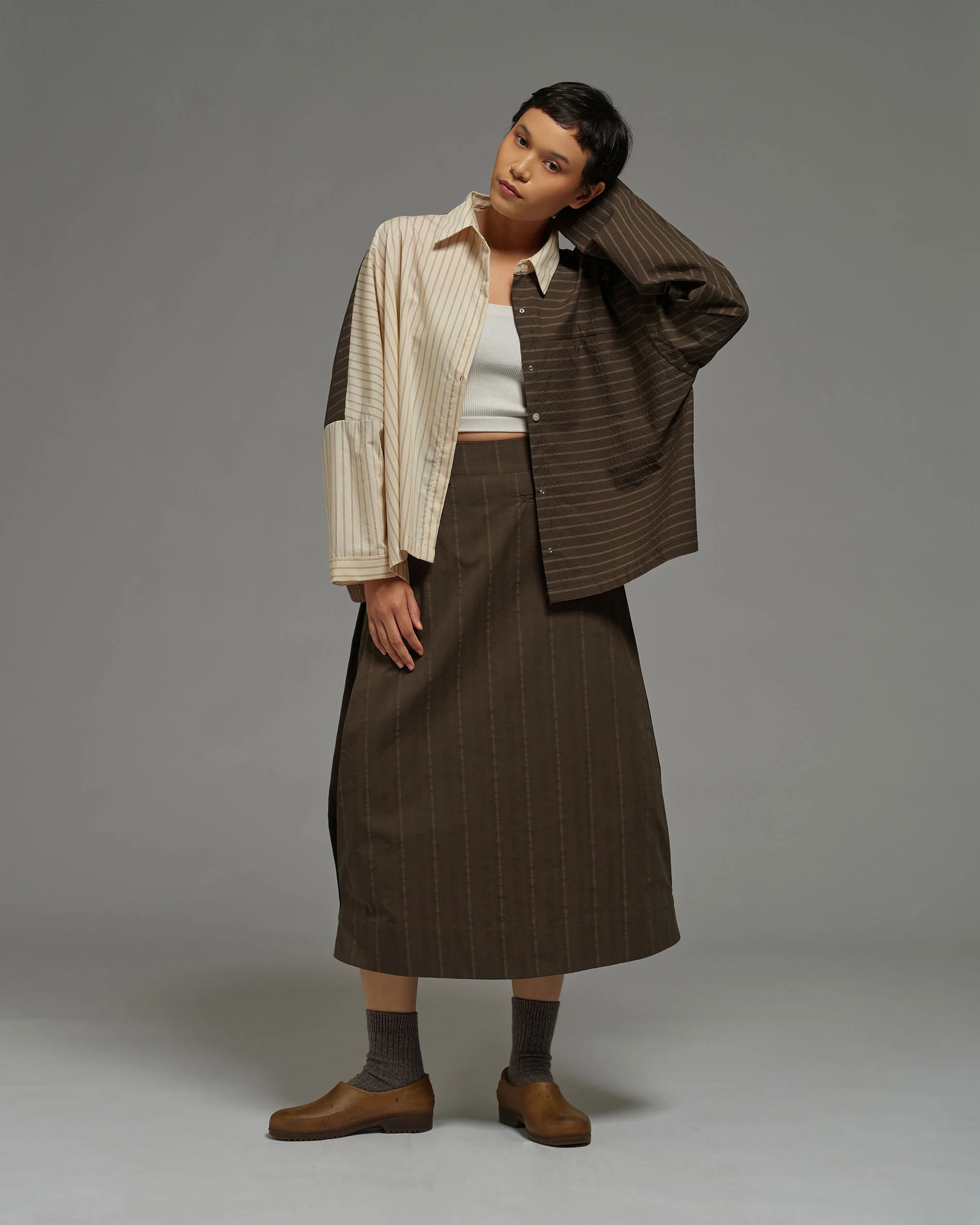 Women: Side Pleated Skirt (Olive) - Image 2