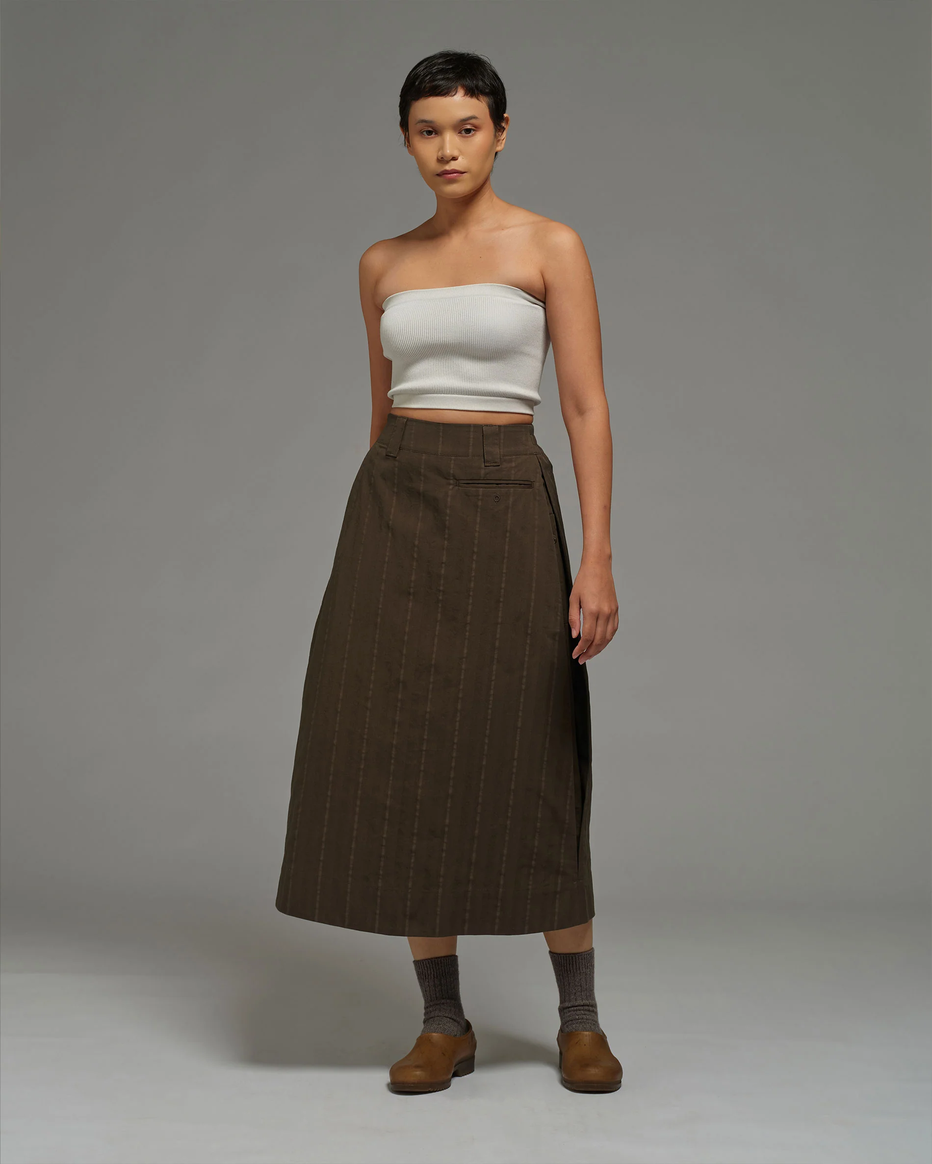 Women: Side Pleated Skirt (Olive) - Image 3