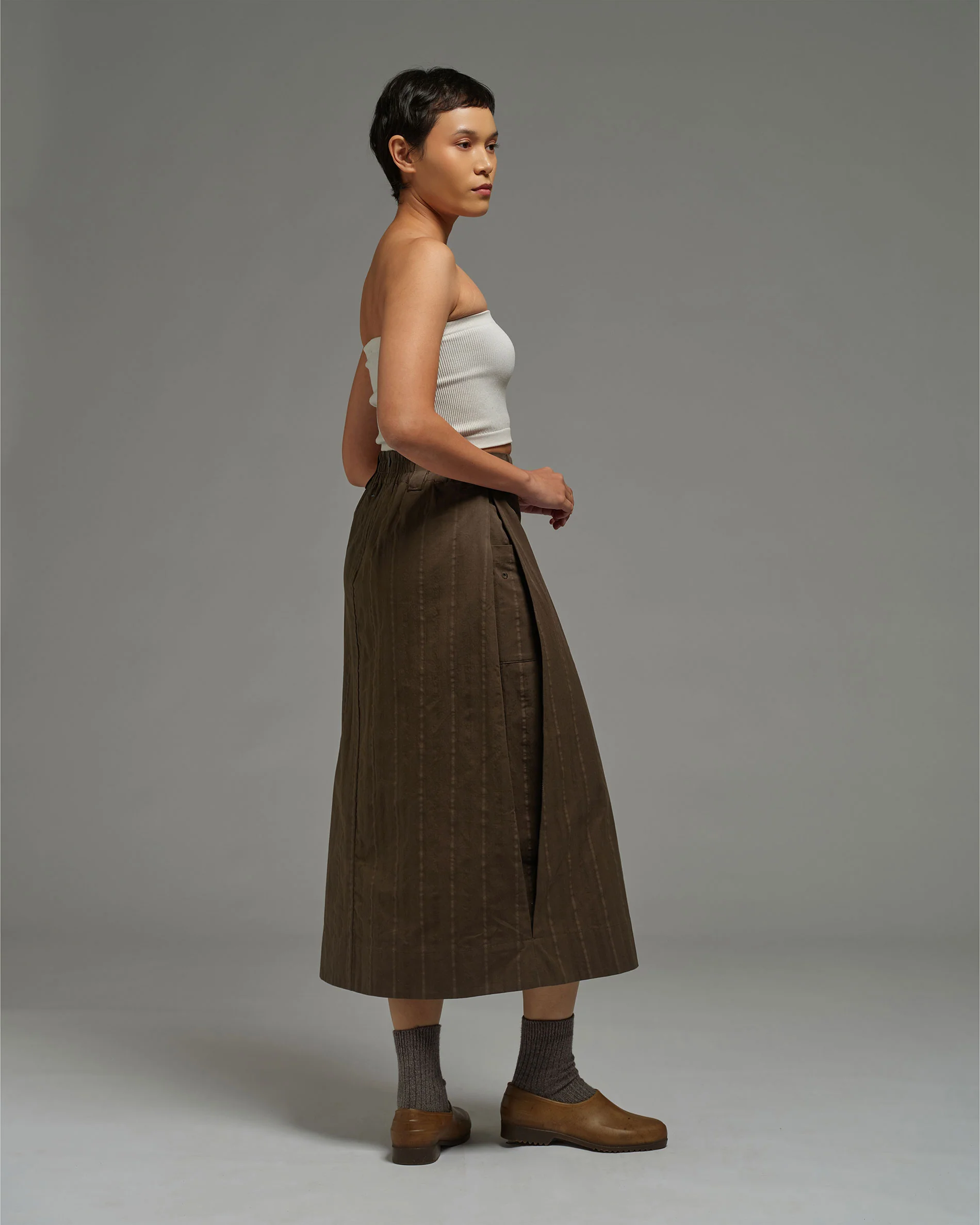 Women: Side Pleated Skirt (Olive) - Image 6