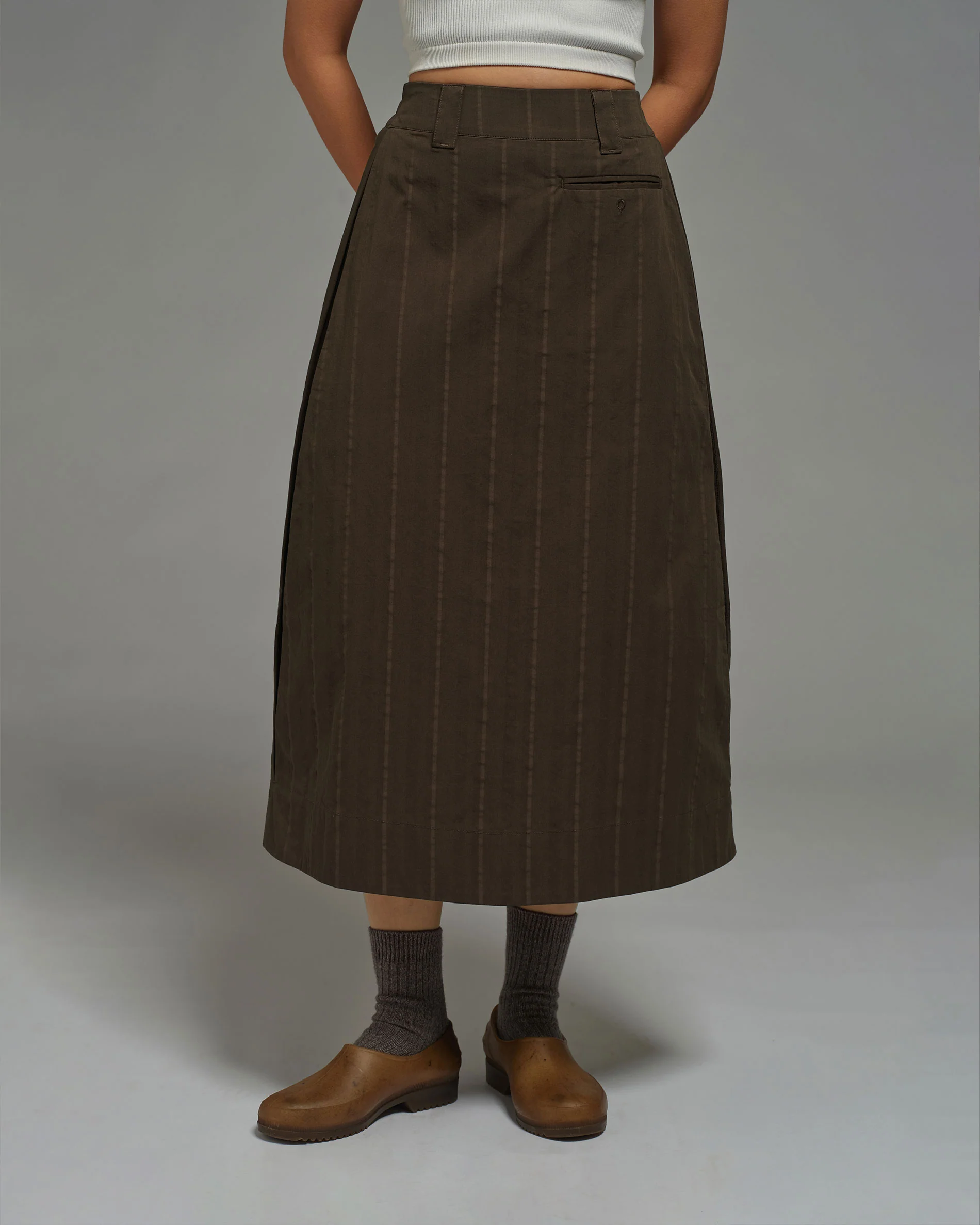 Women: Side Pleated Skirt (Olive) - Image 7