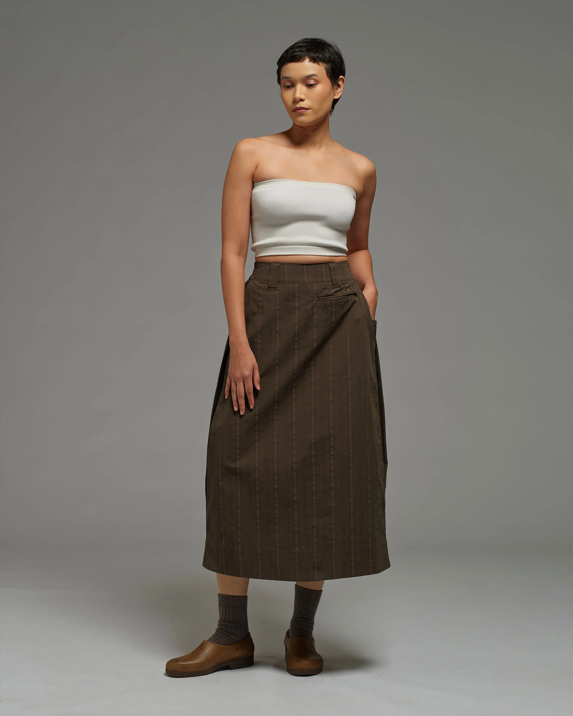 Women: Side Pleated Skirt (Olive) - Image 9
