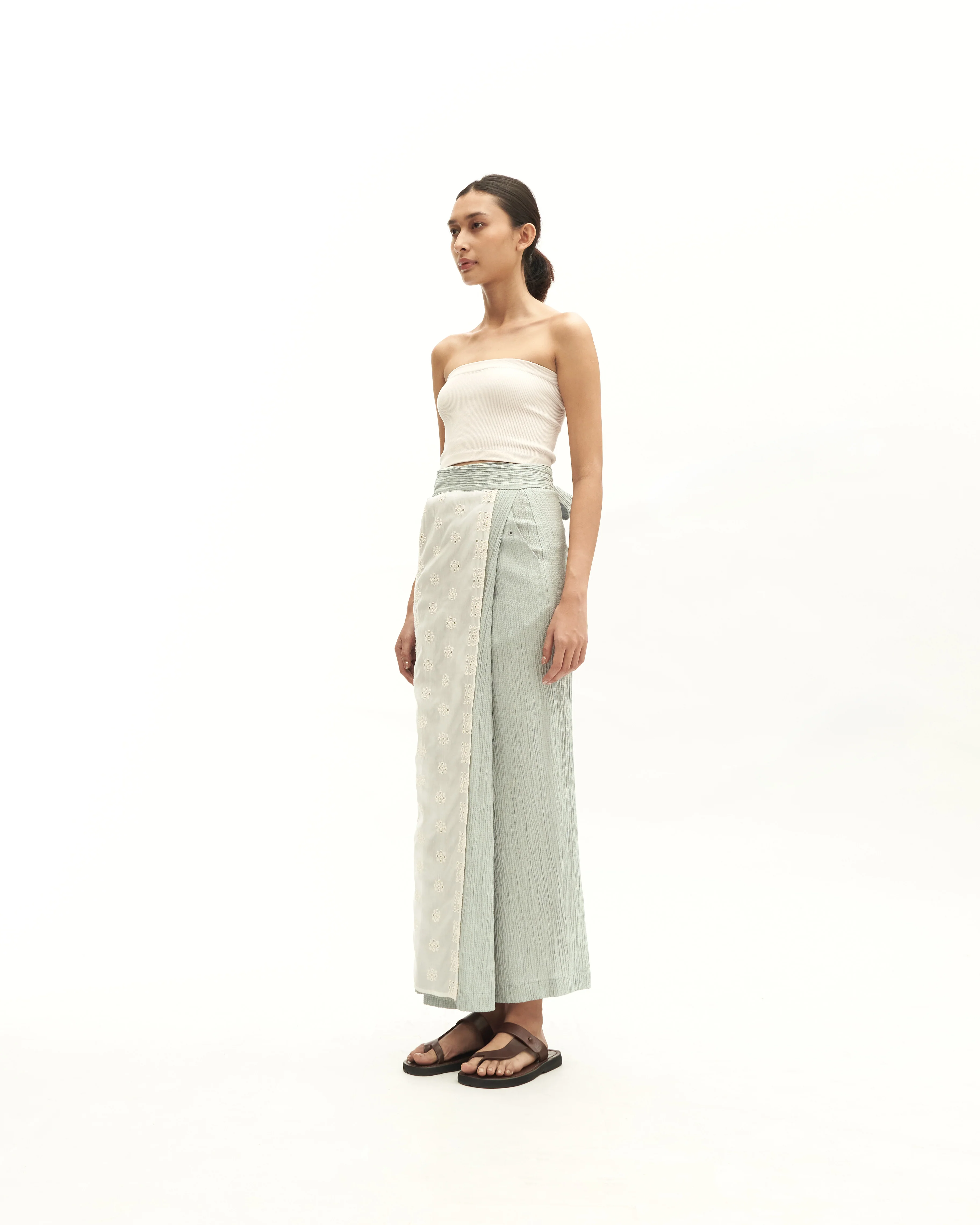Women: Subuh Wrapped Skirt (Dusty Blue) - Image 3