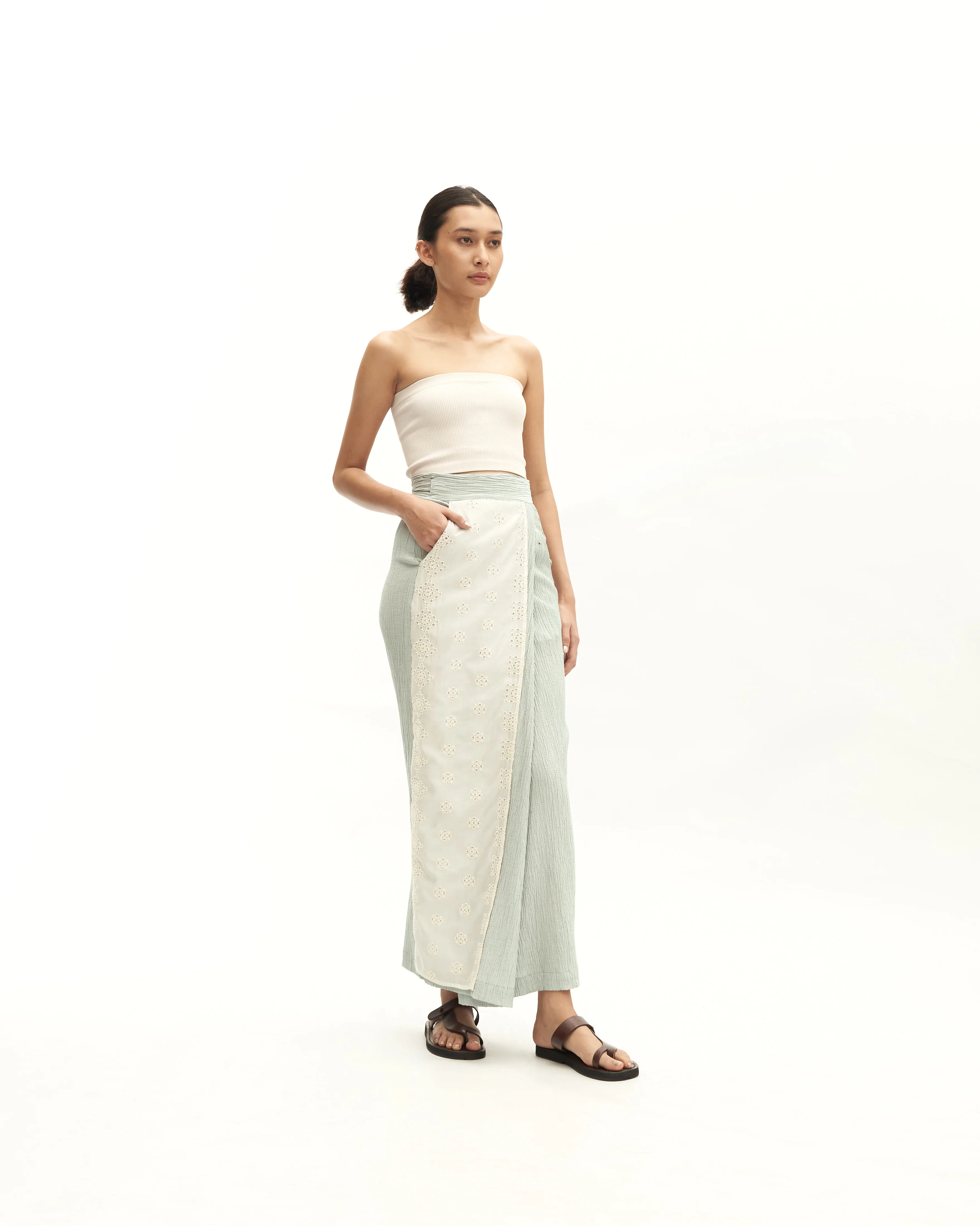 Women: Subuh Wrapped Skirt (Dusty Blue) - Image 4