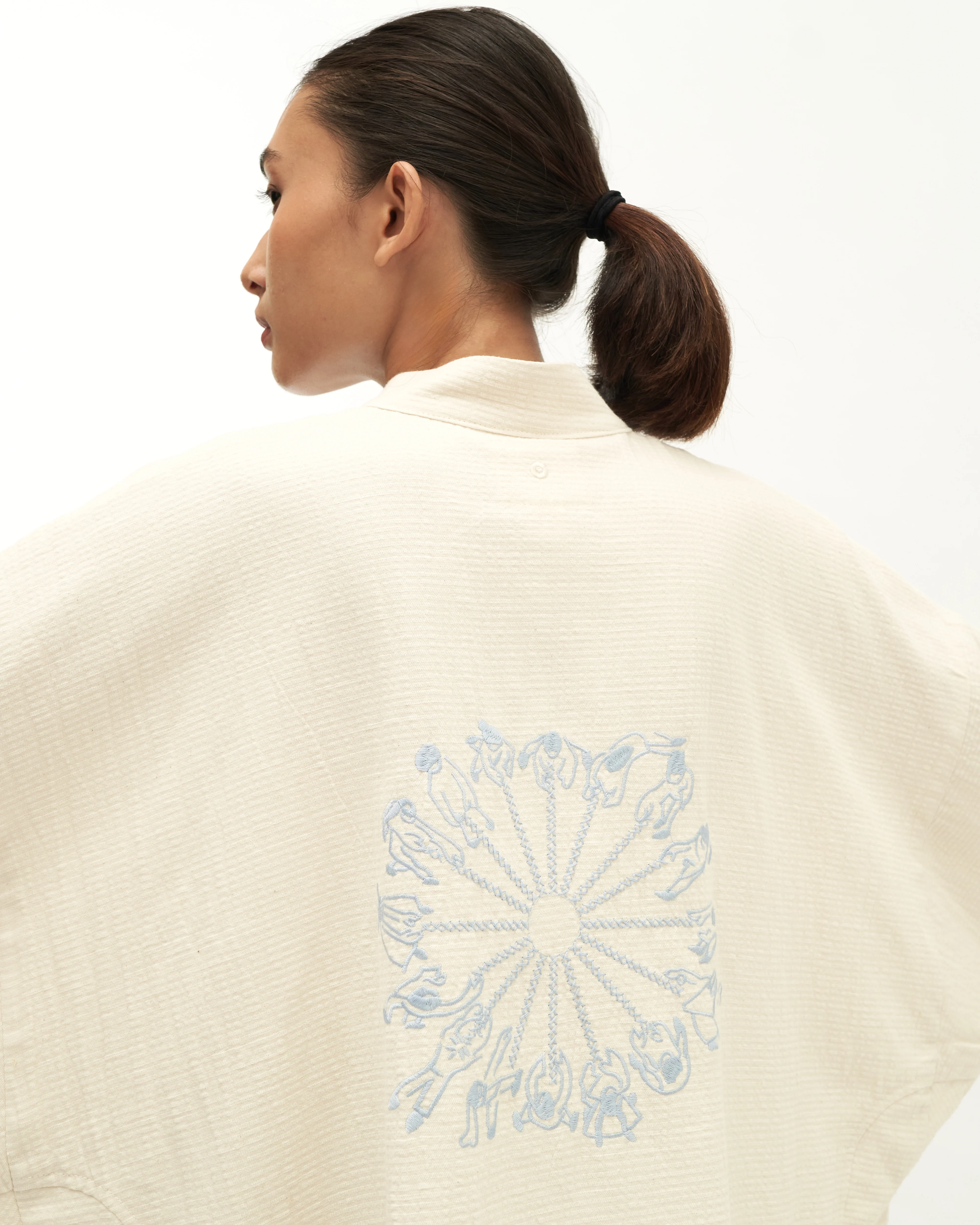 Women: Sulam Boxy Top (Blue) - Image 2