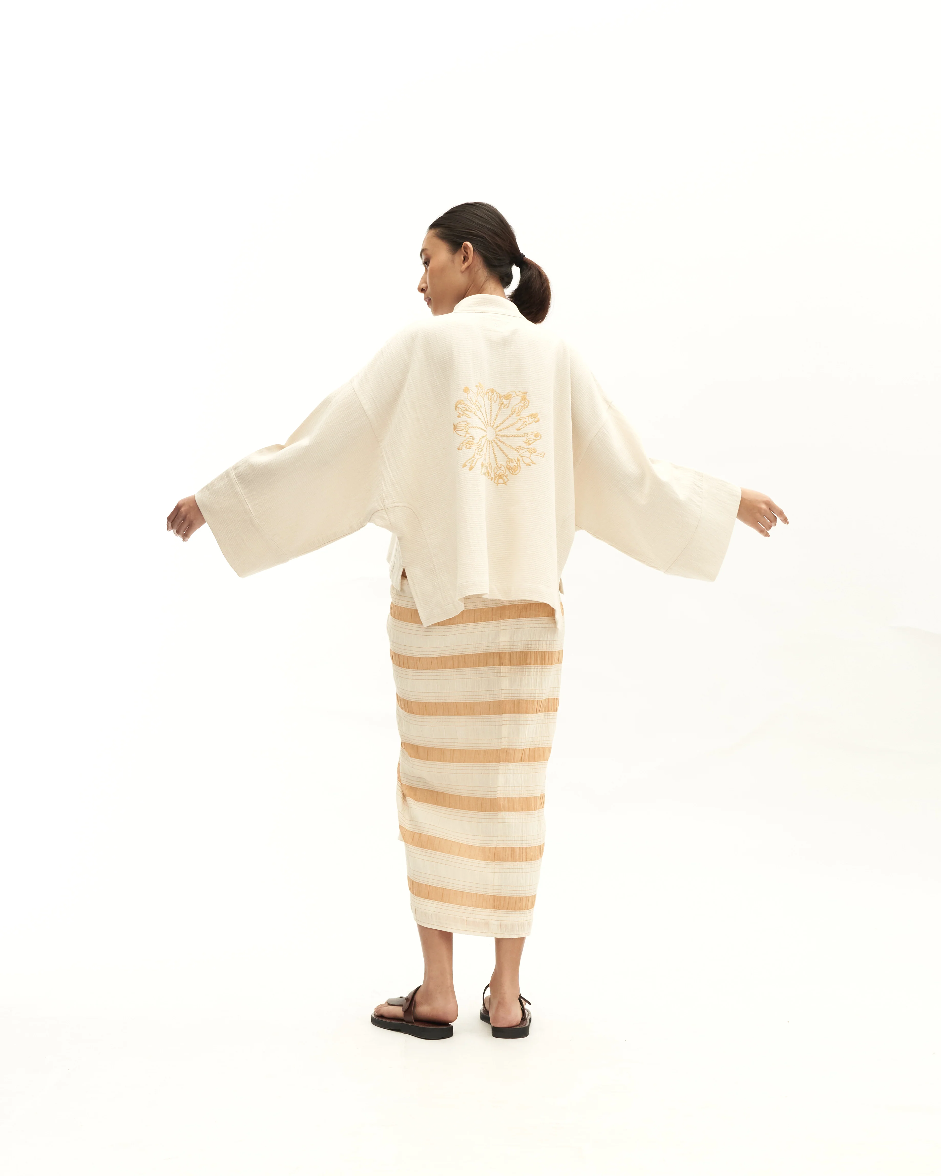 Women: Sulam Knot Skirt (Brown Stripe) - Image 7