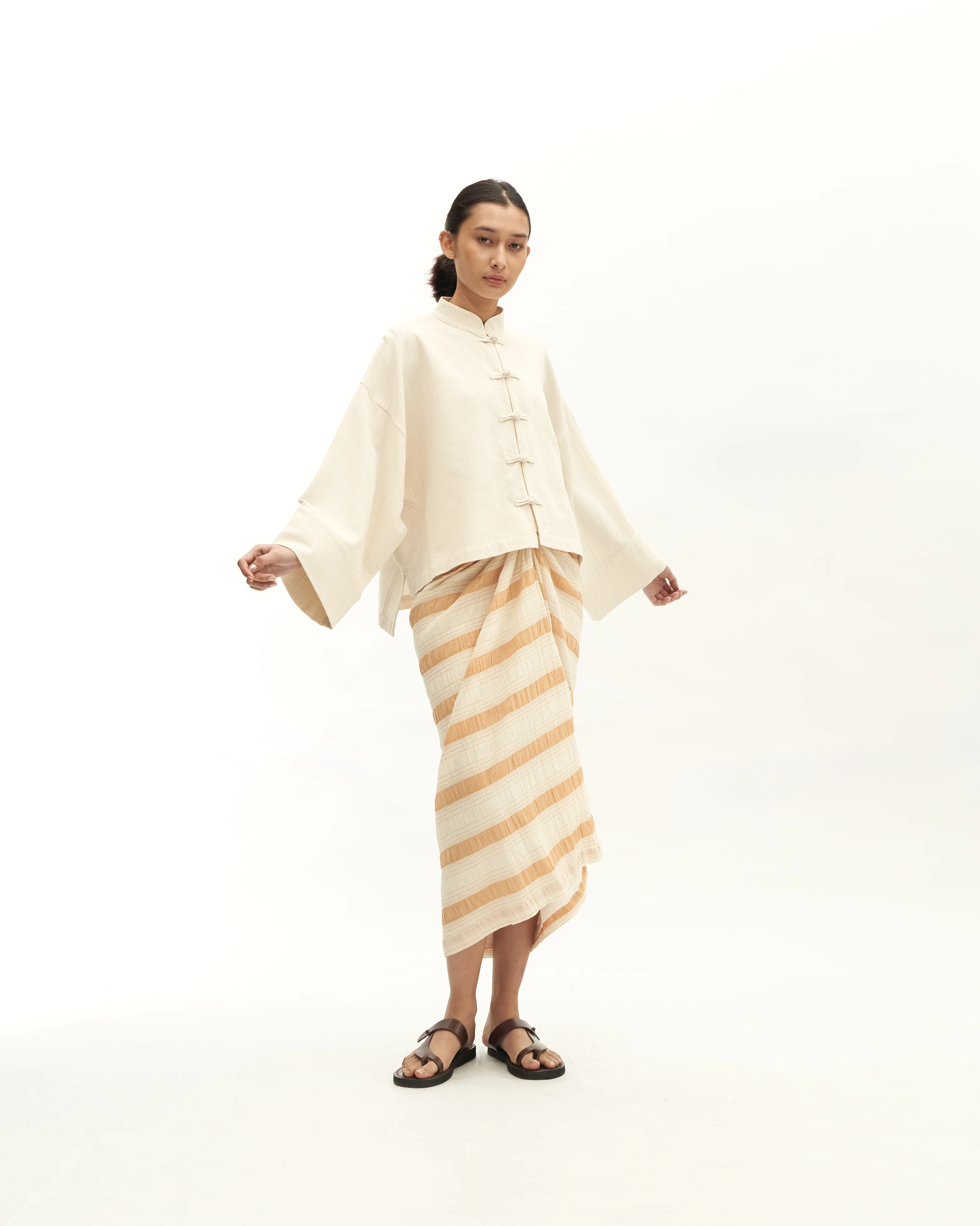 Women: Sulam Knot Skirt (Brown Stripe) - Image 8