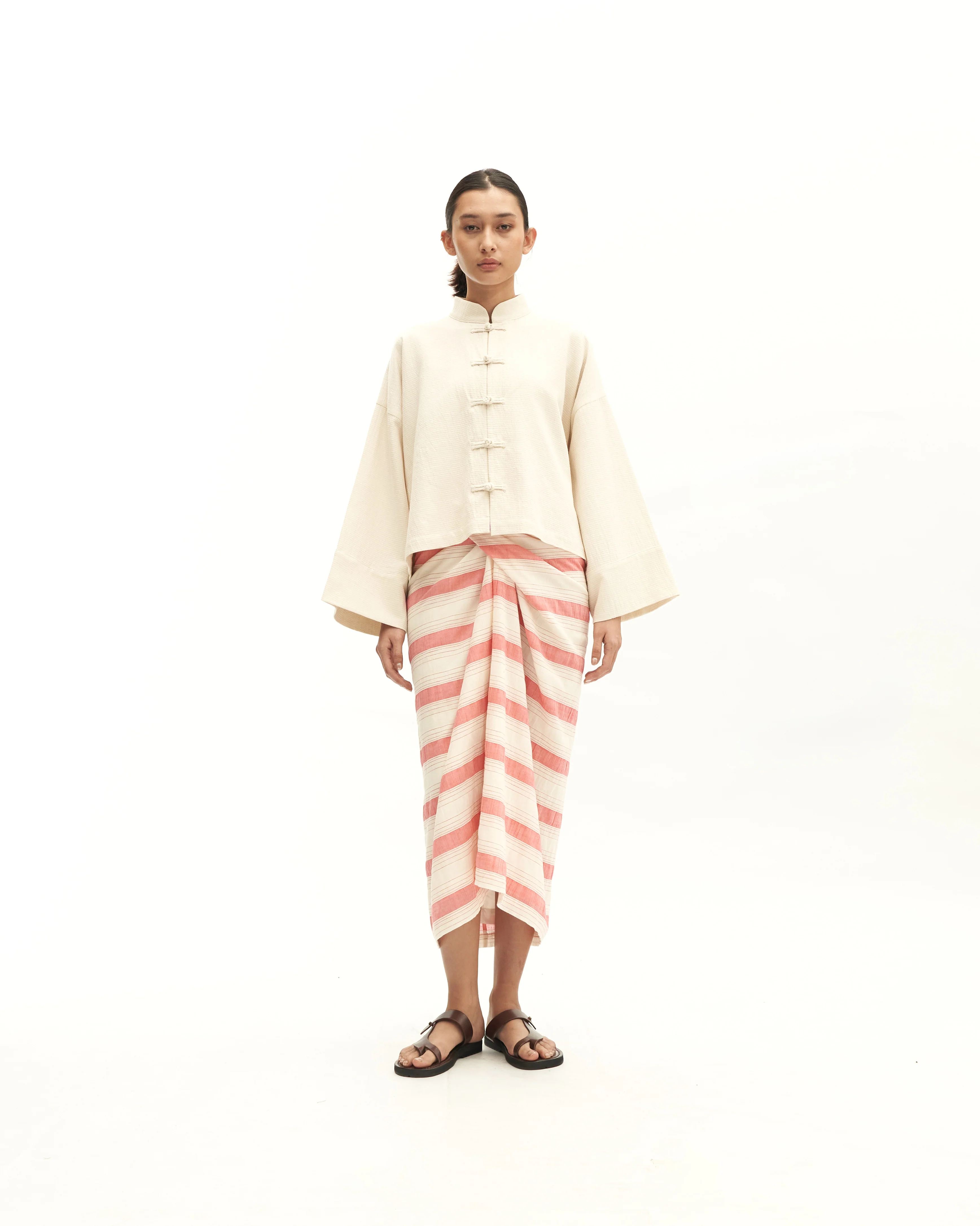 Women: Sulam Knot Skirt (Red Stripe) - Image 7