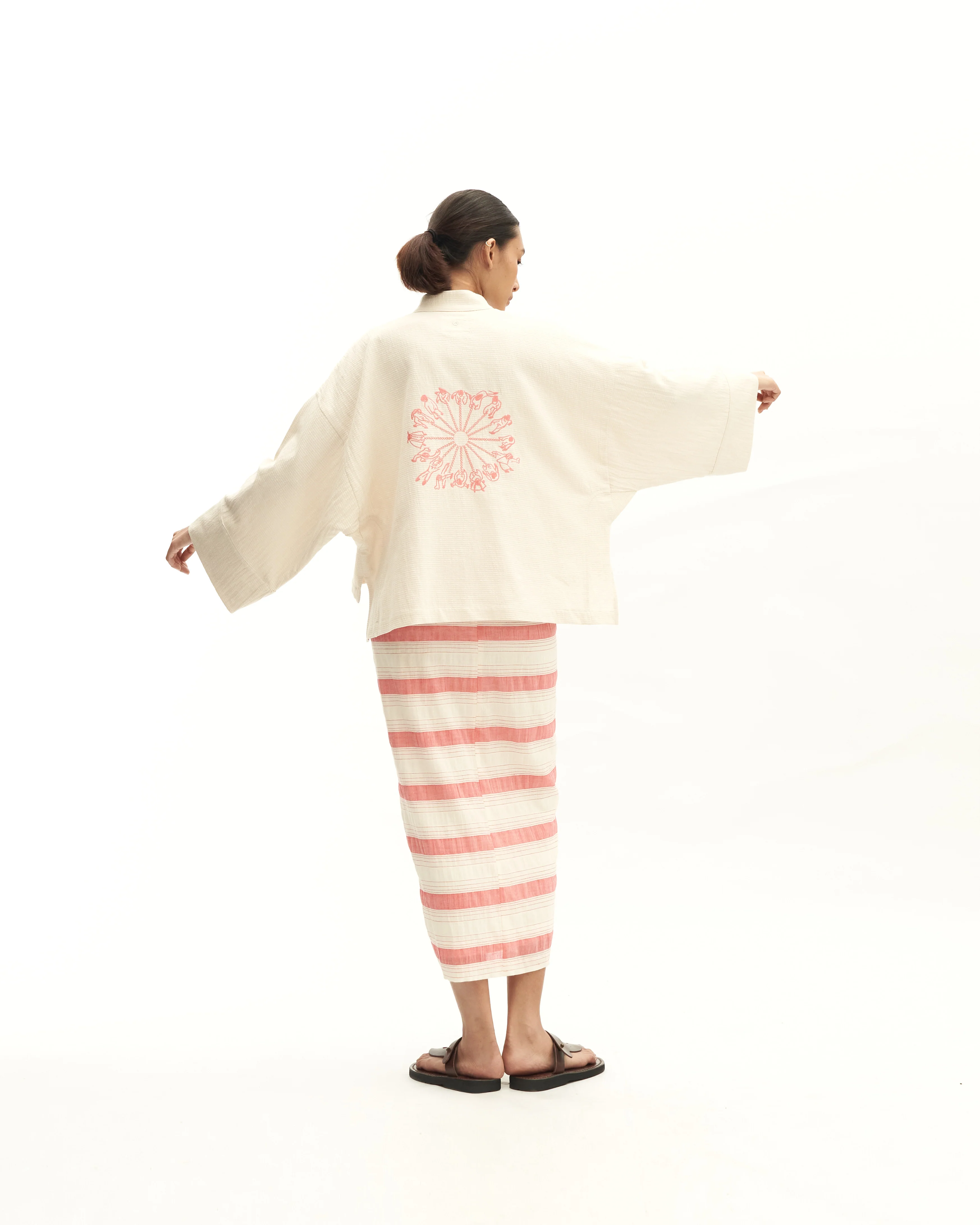 Women: Sulam Knot Skirt (Red Stripe) - Image 5