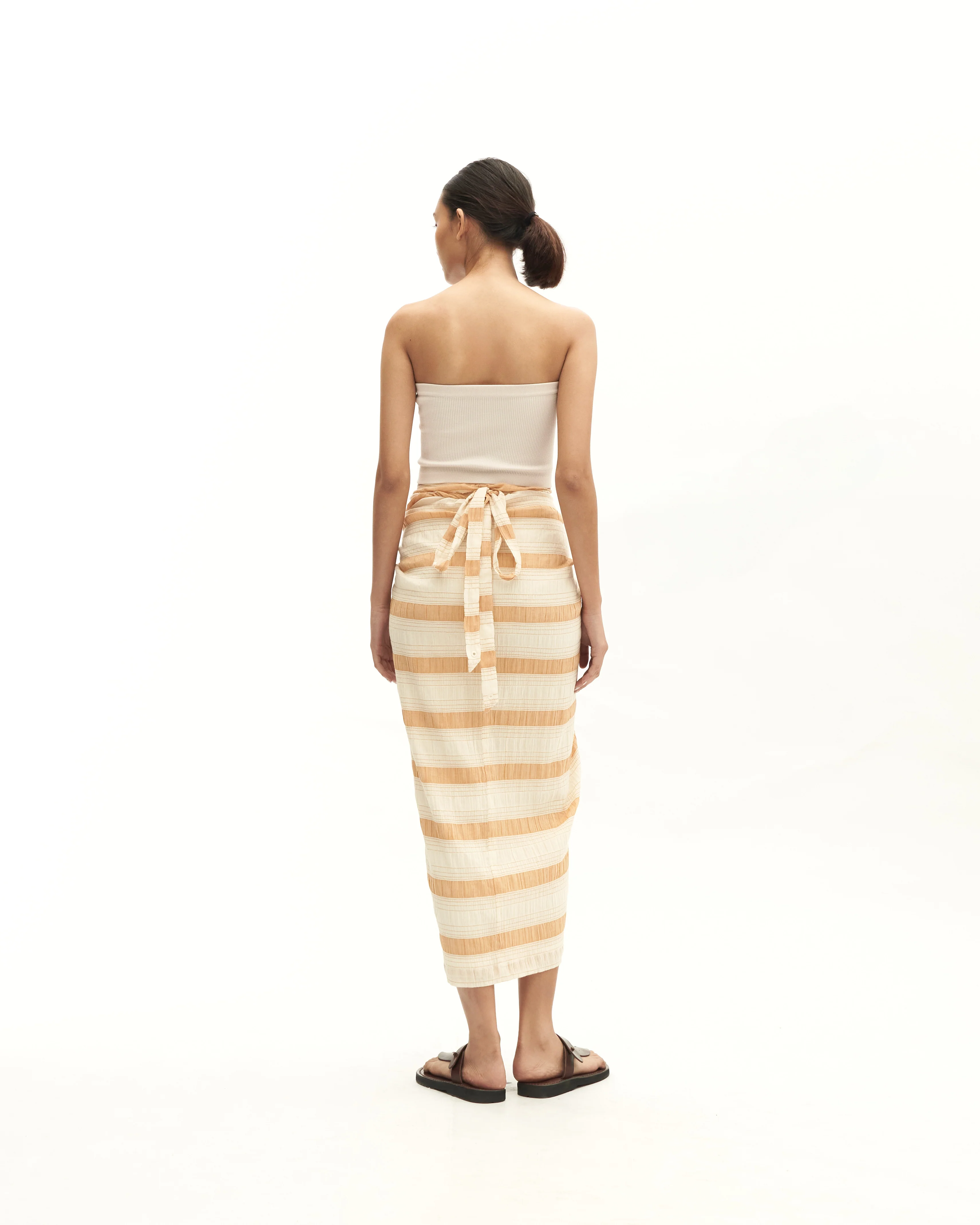Women: Sulam Knot Skirt (Brown Stripe) - Image 6