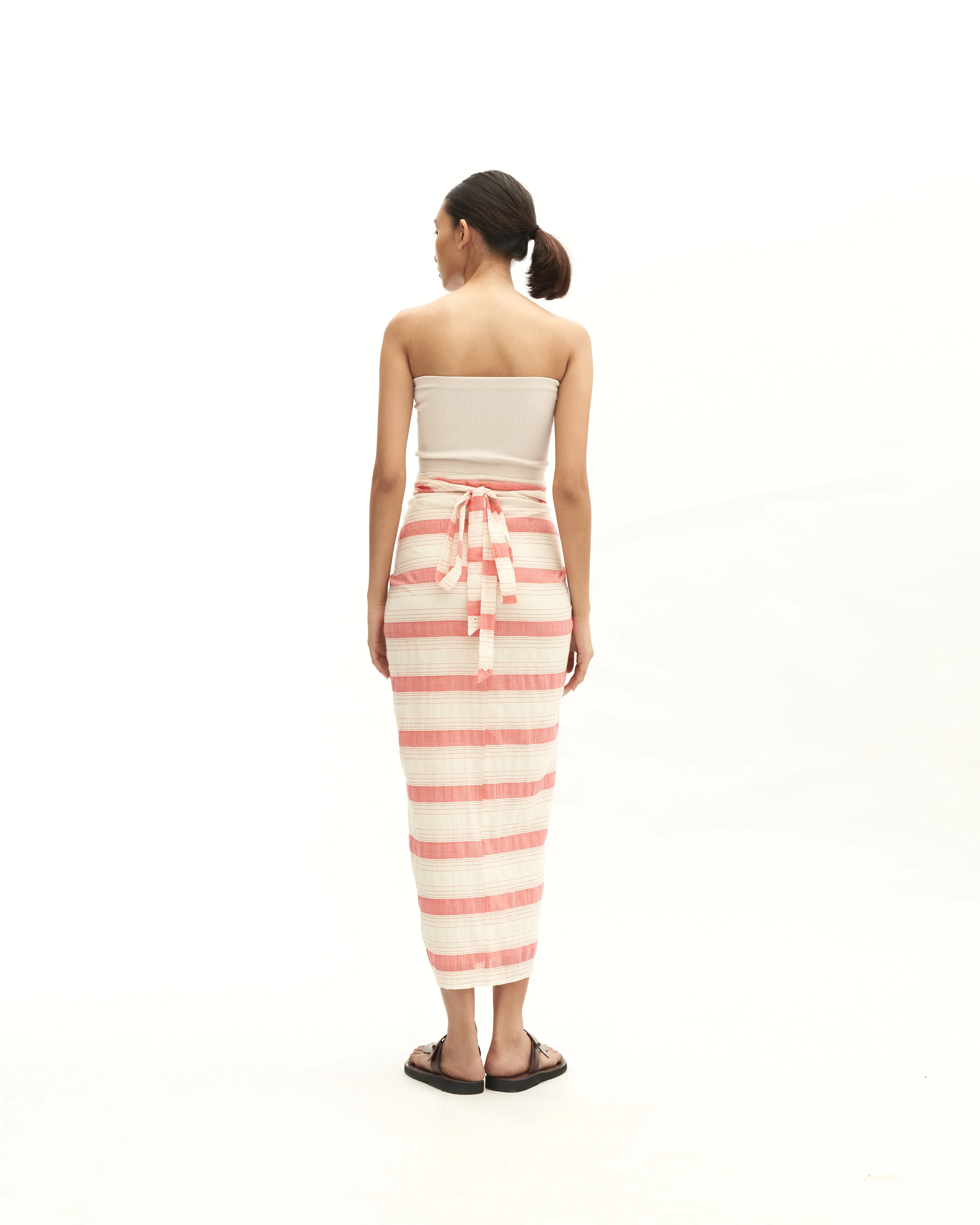 Women: Sulam Knot Skirt (Red Stripe) - Image 4