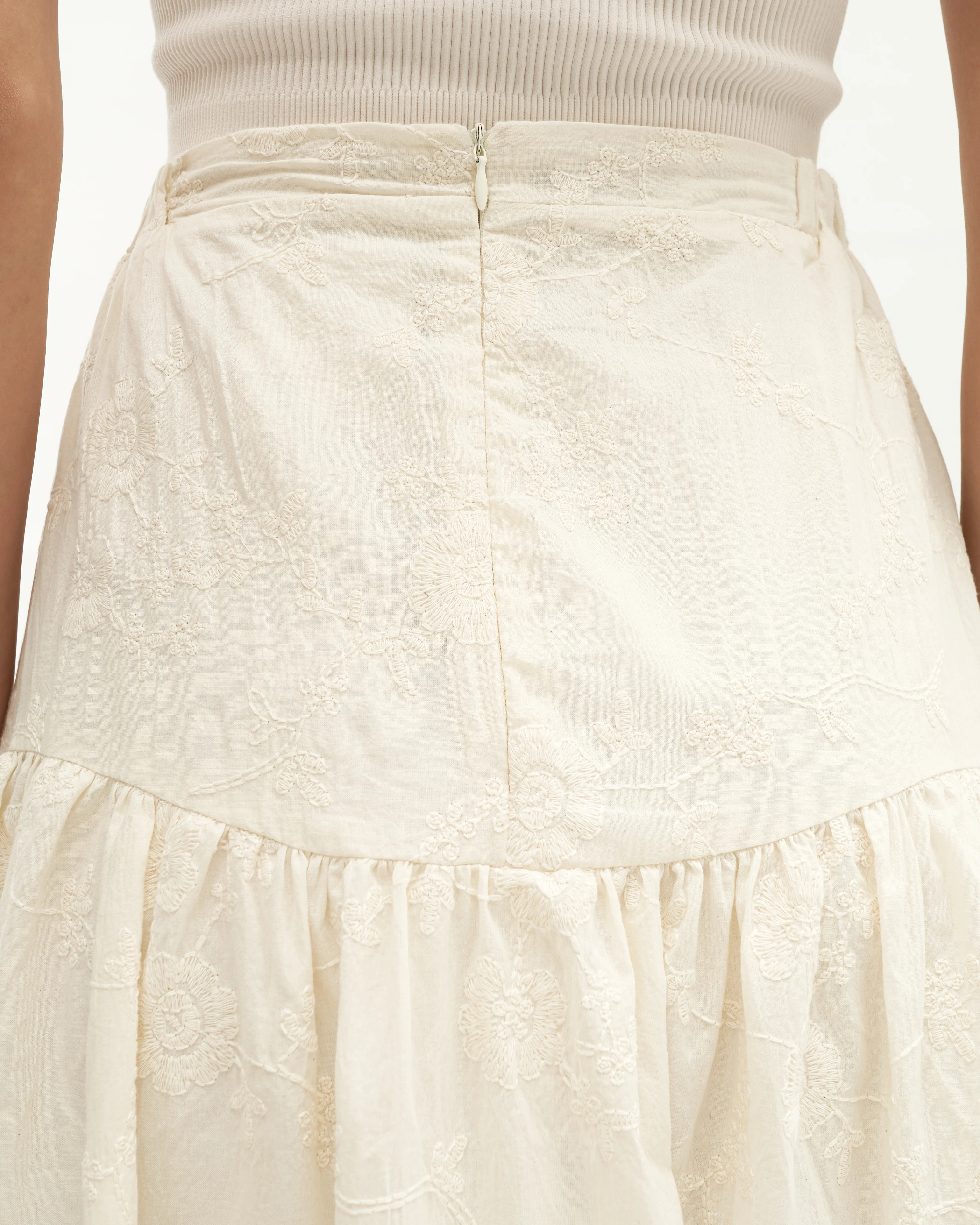Women: Suria Gathered Skirt (White Embroidered) - Image 7
