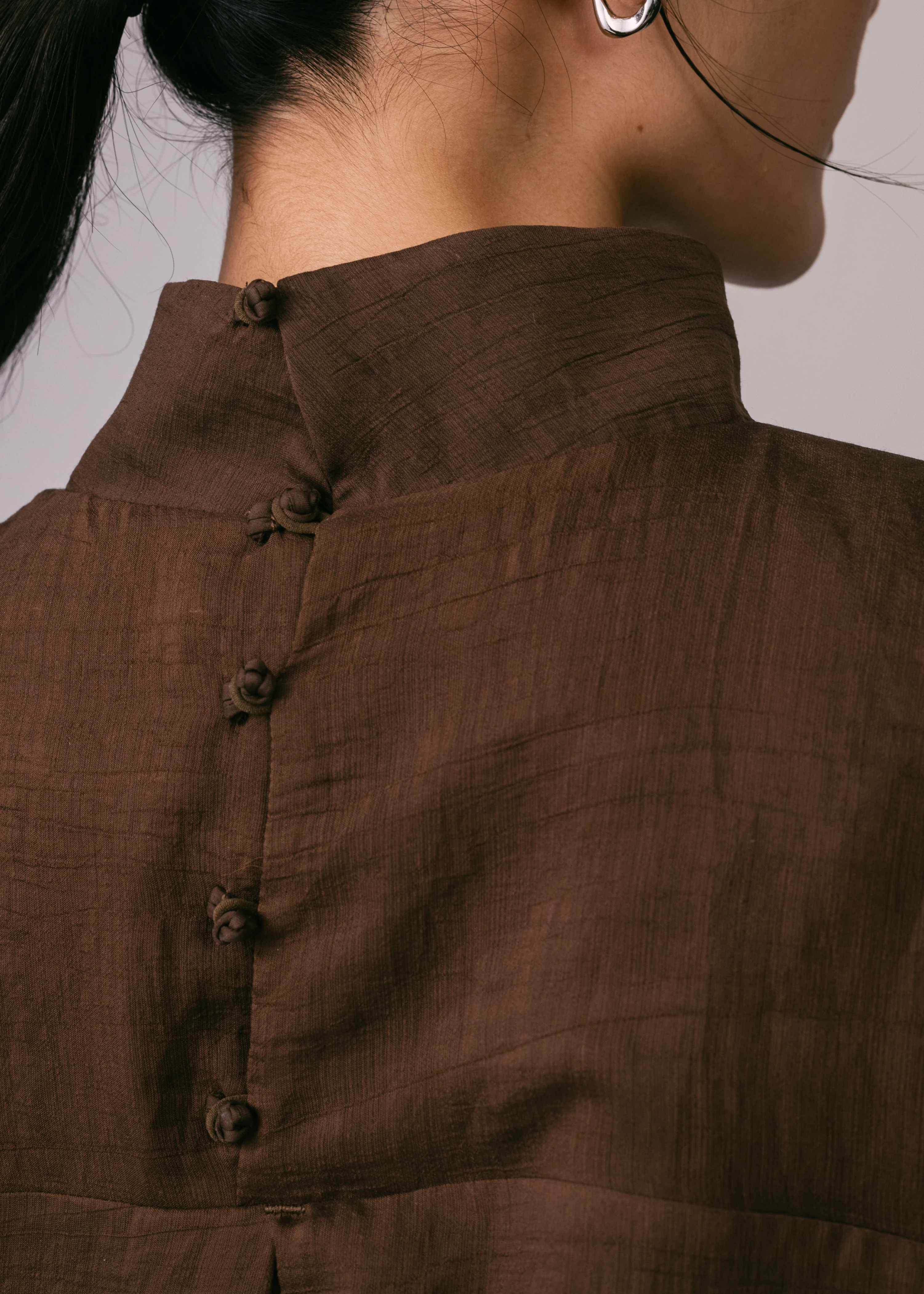 Women: Terbit Loose Kurung Top (Dark Brown) - Image 8