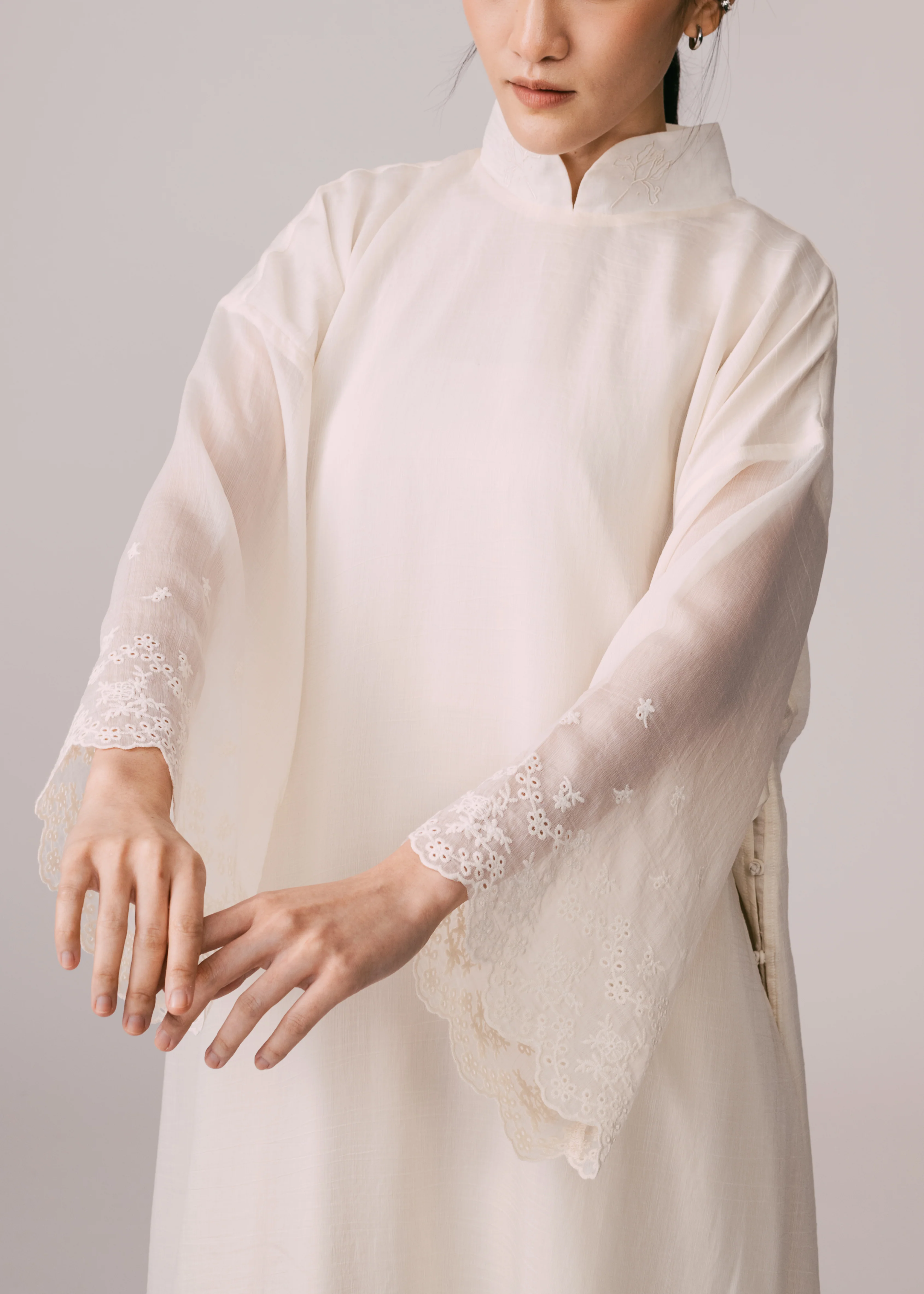Women: Terbit Loose Kurung Top (Beige) - Image 3
