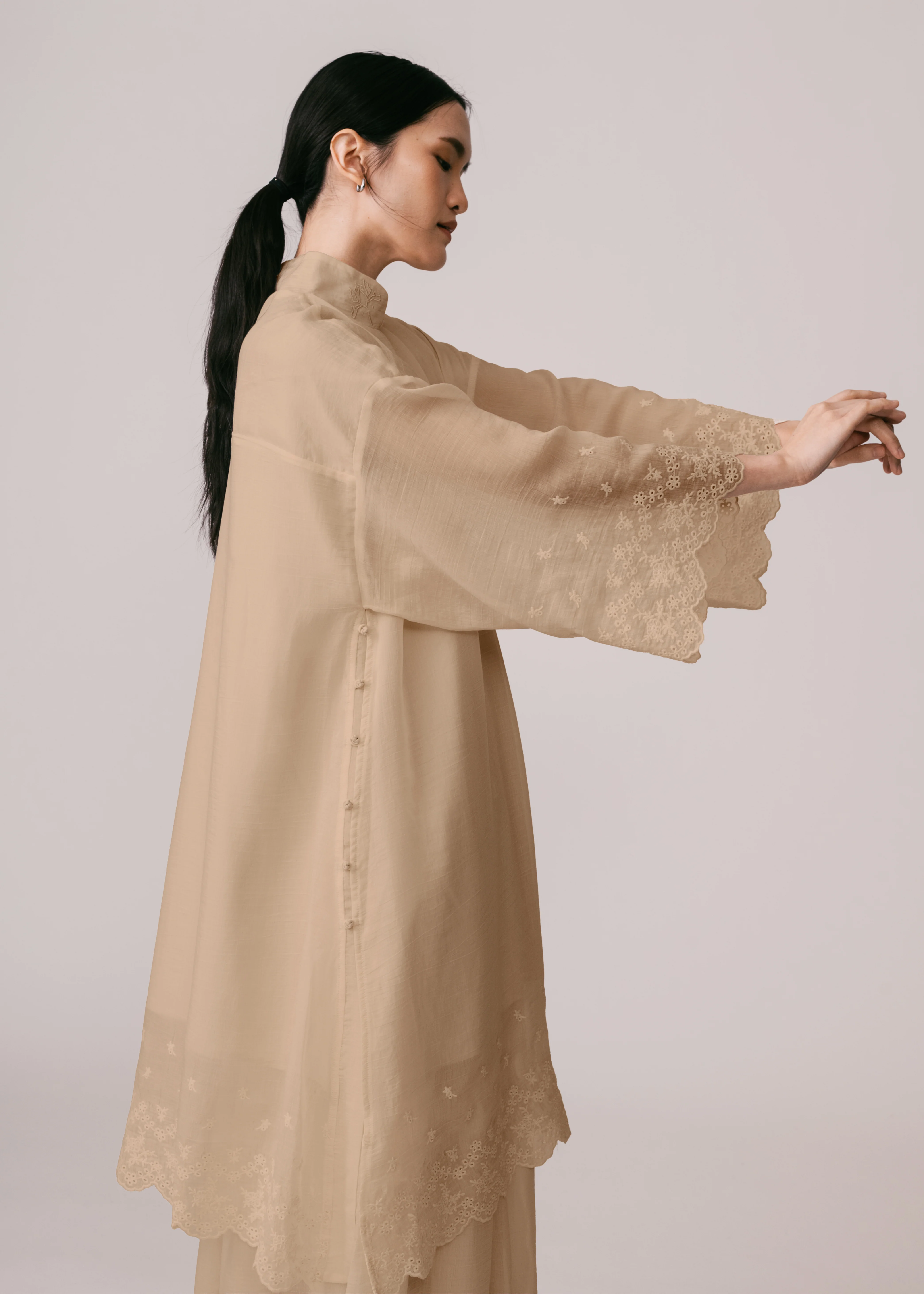 Women: Terbit Loose Kurung Top (Light Brown) - Image 3