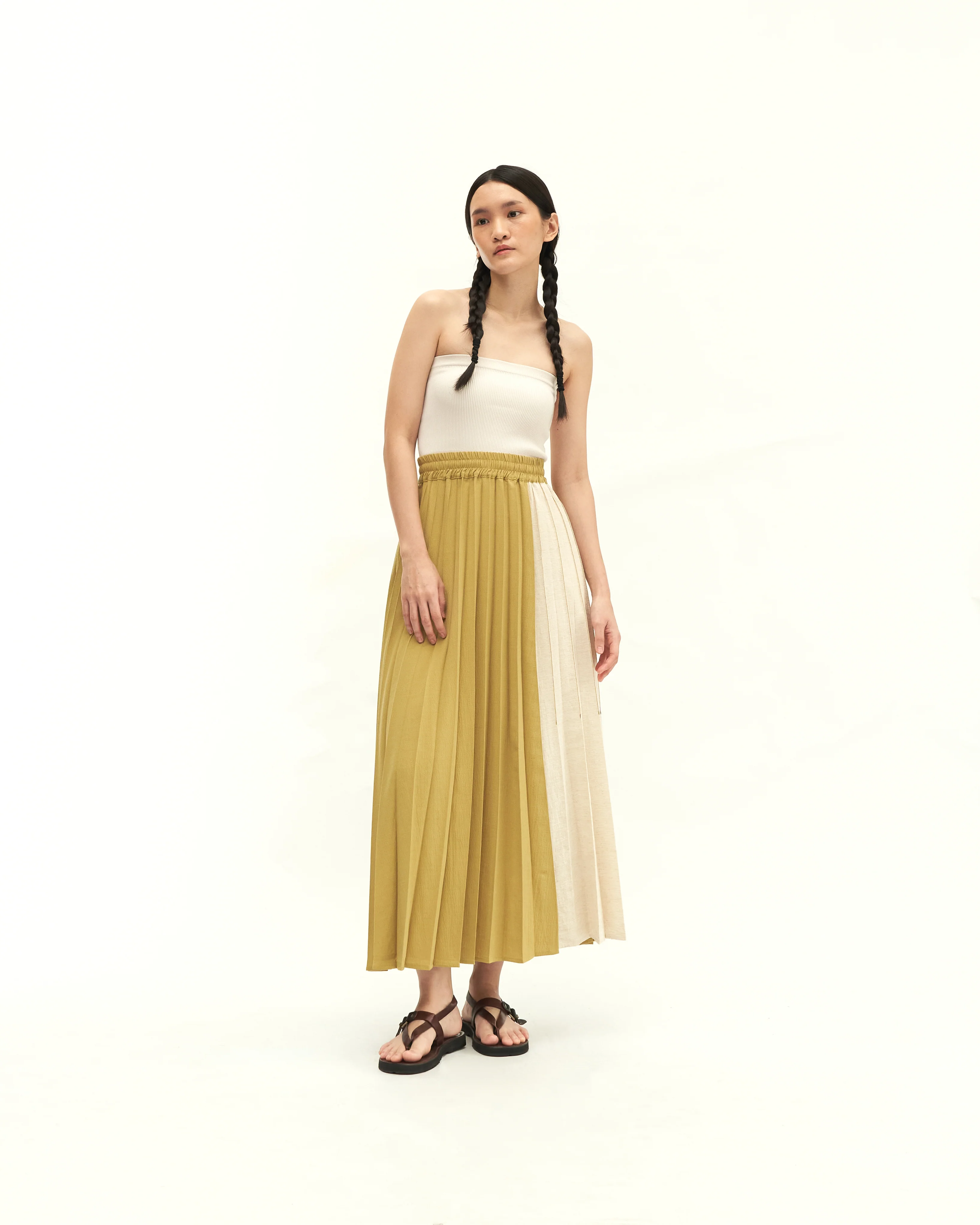 Women: Yuè Pleated Skirt (Chartreuse) - Image 2