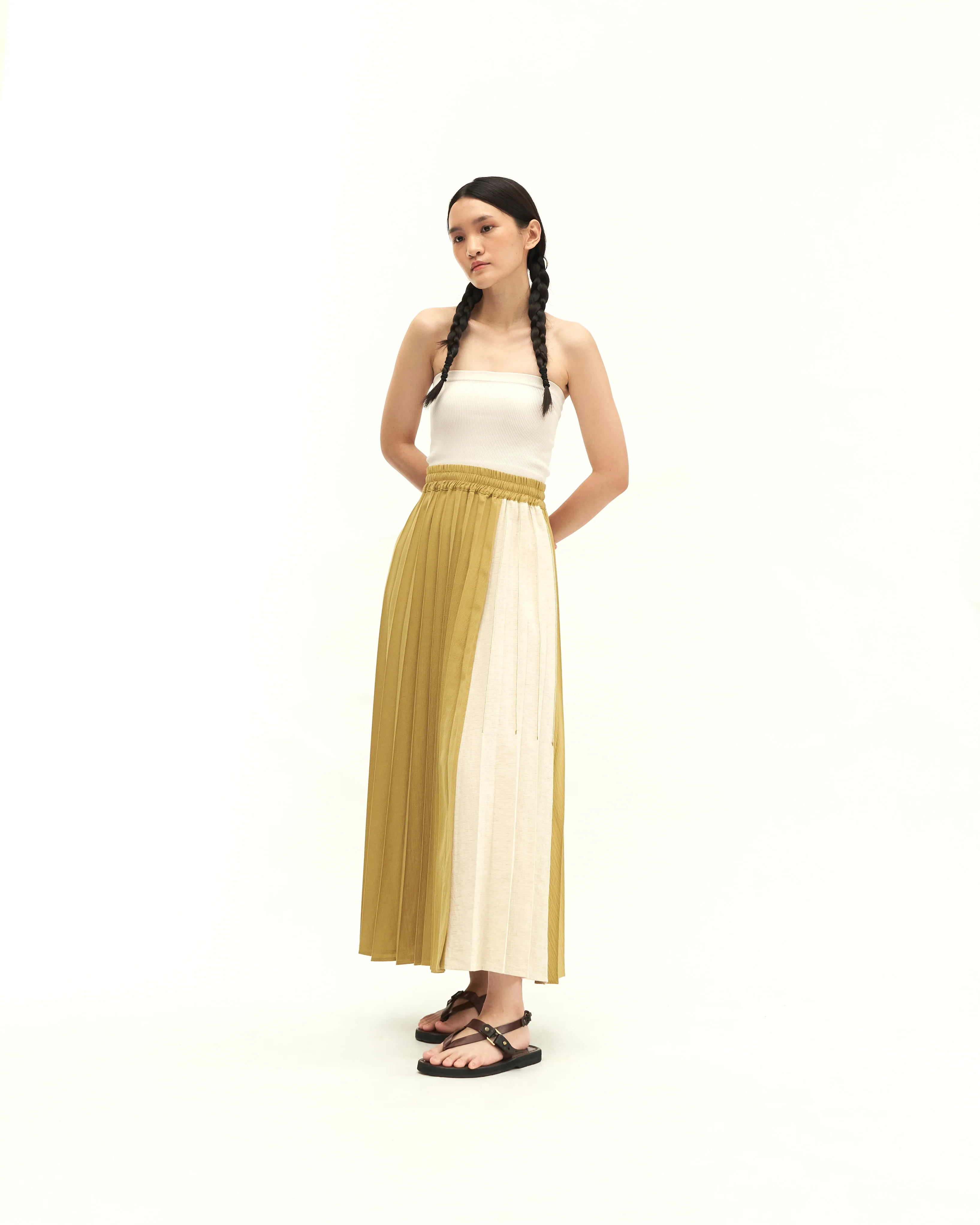 Women: Yuè Pleated Skirt (Chartreuse) - Image 3