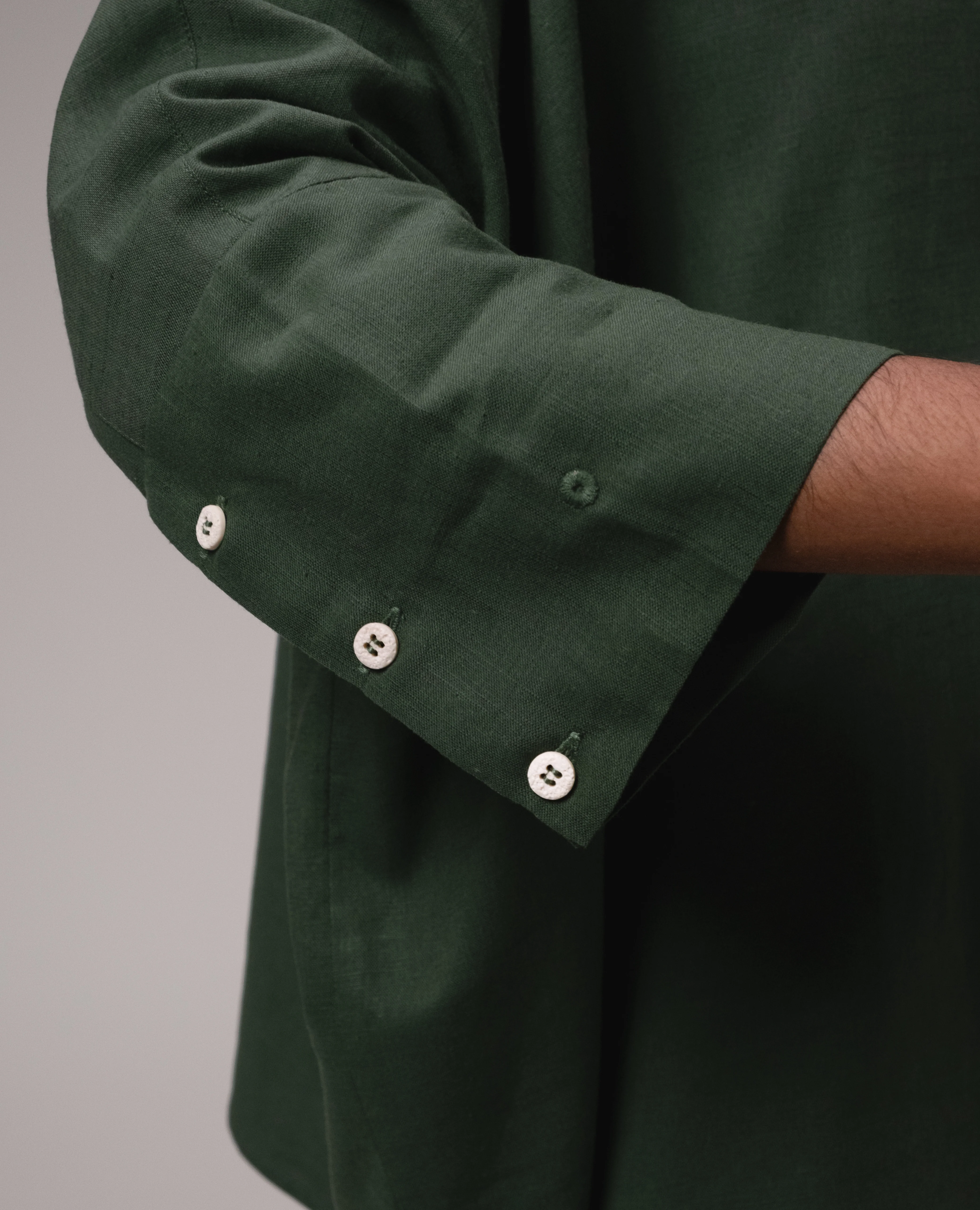 Womens: The Oversized Linen Shirt (Forest Green) - Image 8
